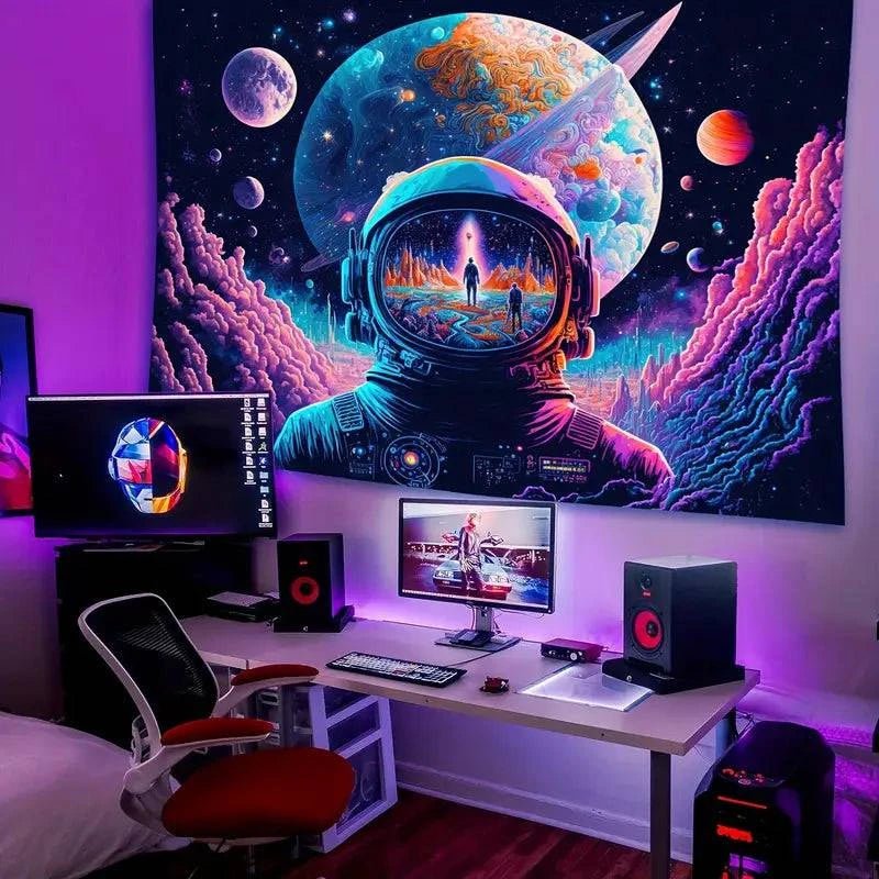 Neon Galaxy Space Wall Art - Vibrant LED Light Decor for Bedroom, Living Room & Office - Modern Cosmic Themed Home Decor for Sci-Fi & Astronomy Lovers