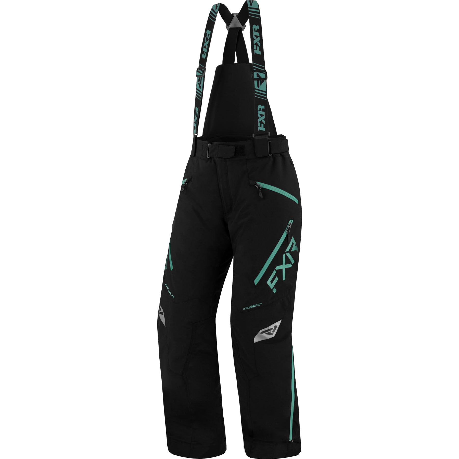 FXR Women's Edge Pant 2025 - Waterproof Snowboard & Ski Pants (Black/Mint, Size 8) for Winter Sports & Outdoor Activities