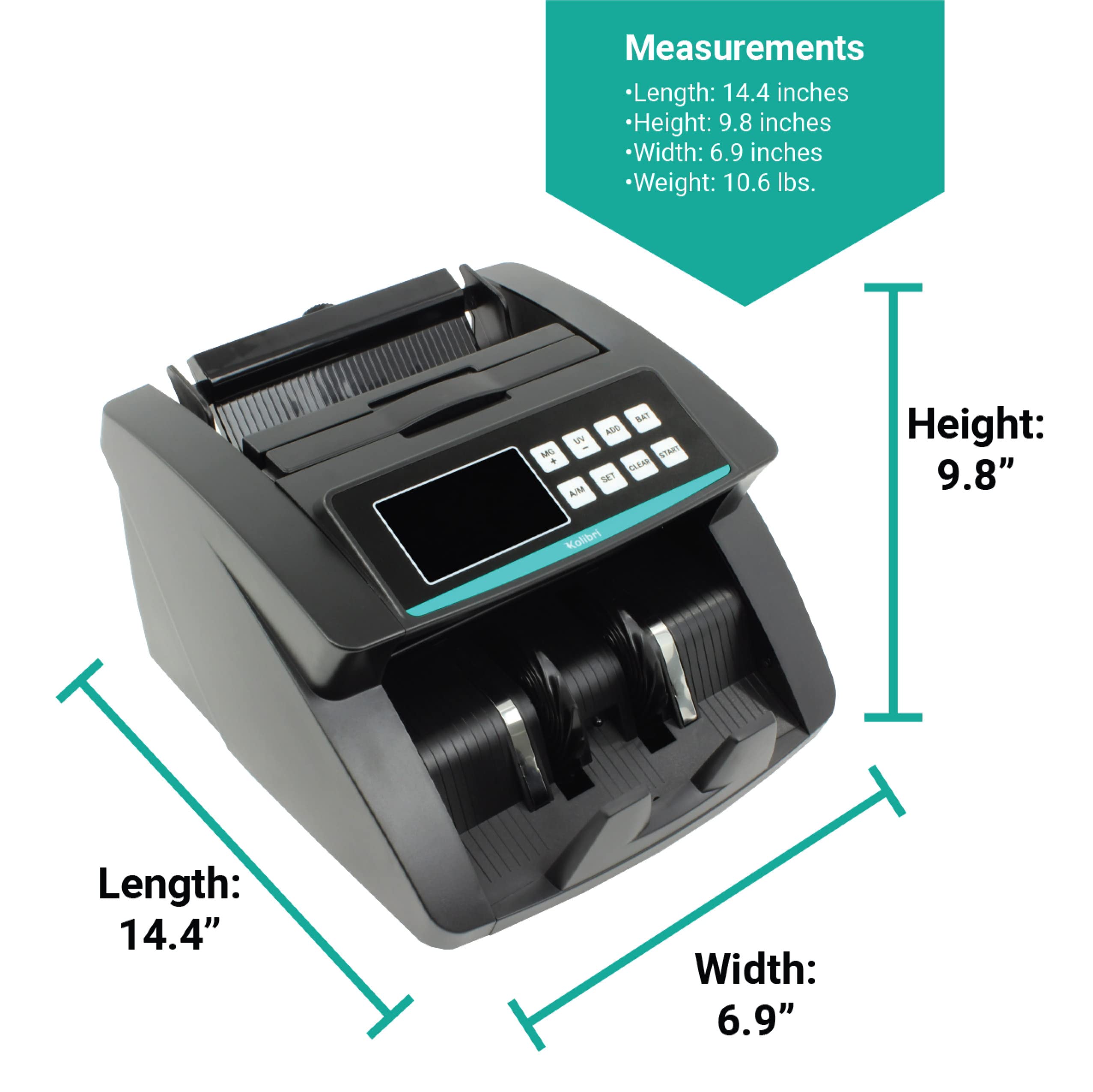 Kolibri High-Speed Money Counter Machine - Counts 1,500 Bills/Min with Advanced UV/MG/IR Counterfeit Detection - Easy Setup in Minutes - 3-Year Warranty & 24/7 US Support - Perfect for Banks, Retail Stores & Cash-Intensive Businesses (2-Pack)