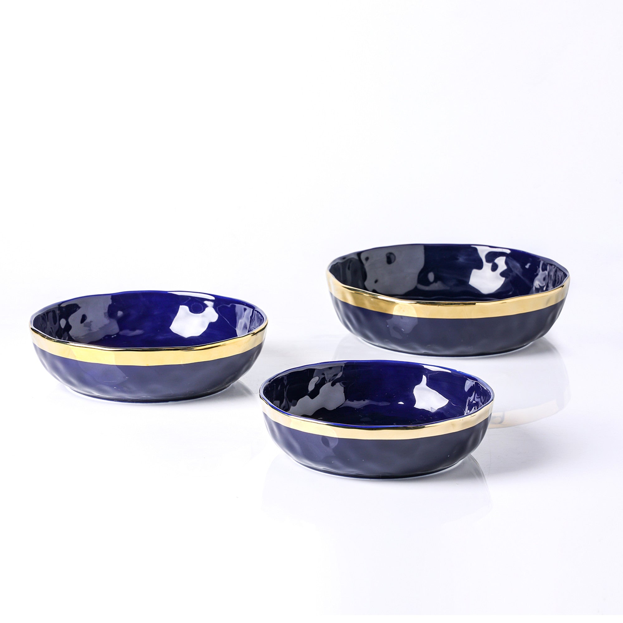 Premium Florian Porcelain Dinnerware Set - 6-Piece Blue Service Bowls for Elegant Dining & Entertaining | Perfect for Soup, Salad, Dessert & Family Gatherings