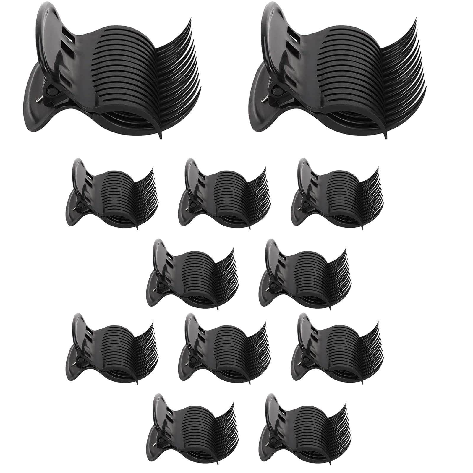 12 Pcs Heat Resistant Plastic Hair Roller Clips - Lightweight Curler Claw Clips for Salon & Home Use - Durable Replacement Rollers for Curling, Styling & Hair Care (Black)