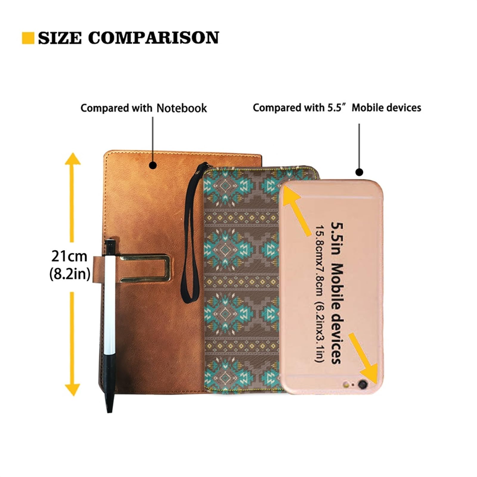 Mumeson Women's Aztec Print Long Leather Wallet with Zipper - Stylish PU Card Holder for Cash, Credit Cards & ID - Perfect for Travel, Parties & Everyday Use (Casual Portable Wristlet Purse)