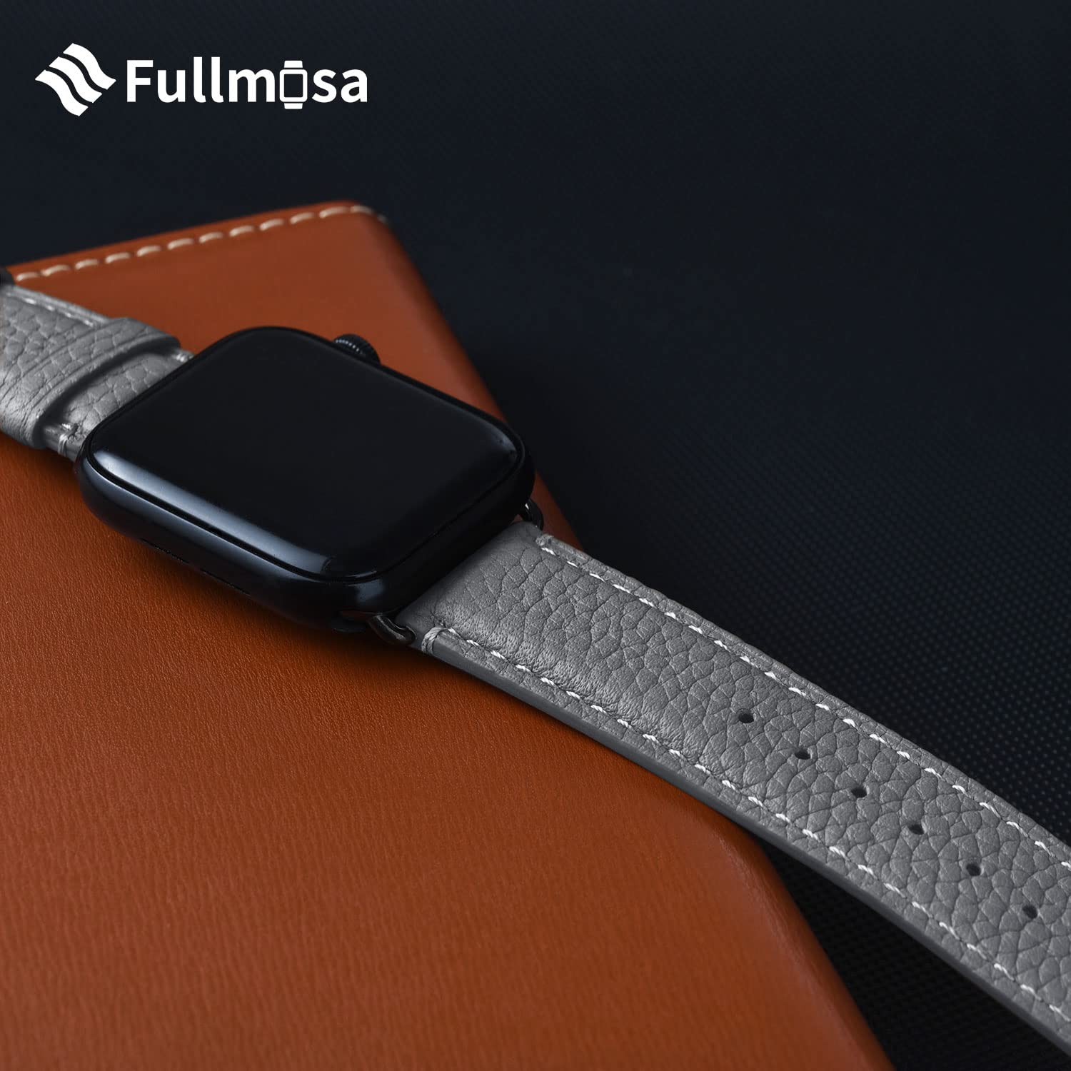 Premium Fullmosa Leather Bands for Apple Watch 38mm 40mm 41mm 42mm 44mm 45mm 49mm - Stylish Dressy iWatch Strap with Protective Case Compatible with Series 9/8/7/6/5/4/3/2/1/SE/Ultra - Perfect for Women's Fashion, Business Meetings & Everyday Wear