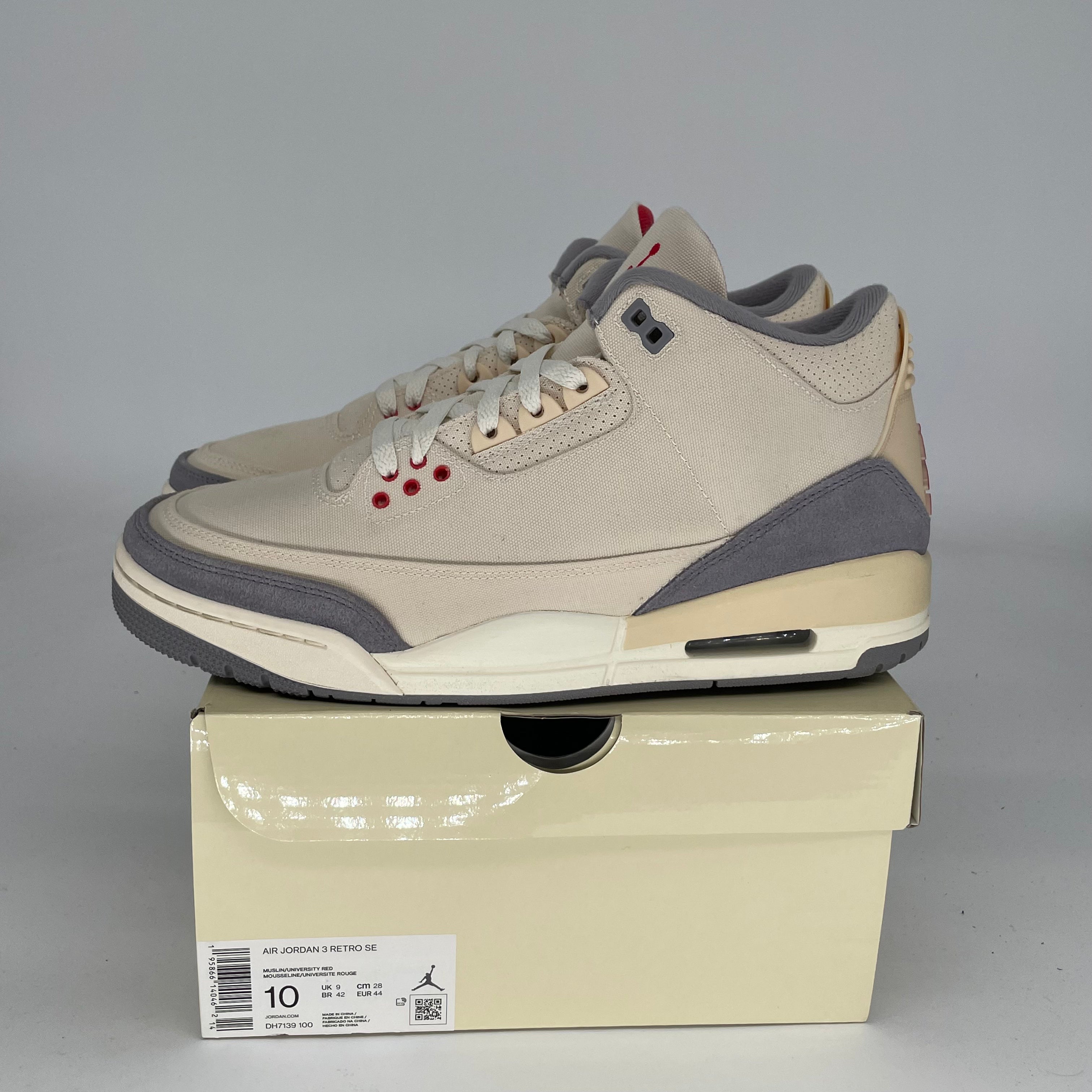Air Jordan 3 Retro 'Muslin' Men's Basketball Shoes Size 10 - DH7139-100 | Authentic Sneakers for Casual Wear, Street Style & Sneaker Collectors