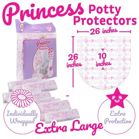 **40-Pack XL Disposable Princess Toilet Seat Covers for Toddlers - Individually Wrapped Travel Potty Liners for Girls & Boys - Perfect for Potty Training, Daycare, and Public Restrooms**
