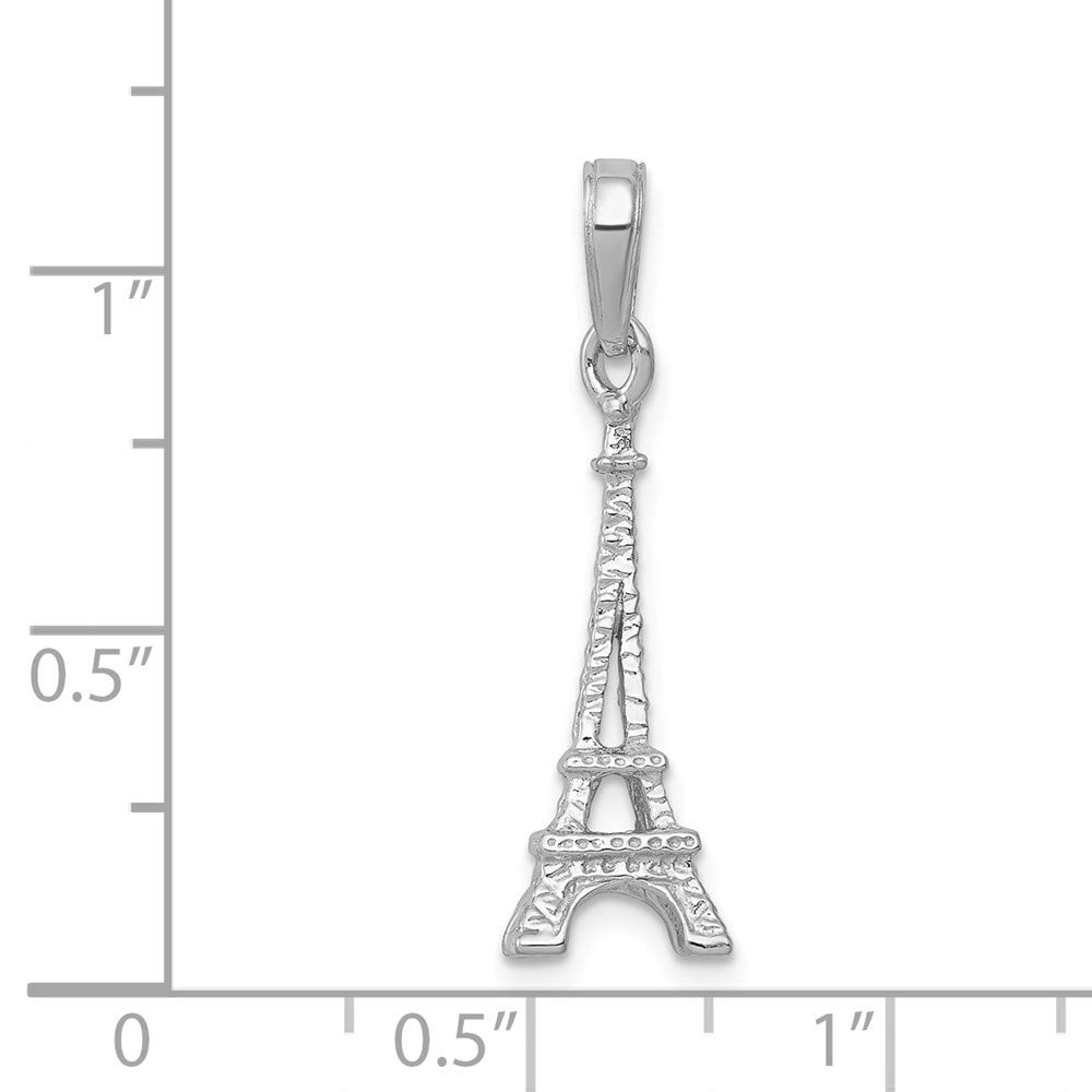14K White Gold 3D Eiffel Tower Pendant Necklace - Elegant Paris Jewelry for Women | Perfect Gift for Travel Lovers & Anniversary Celebrations