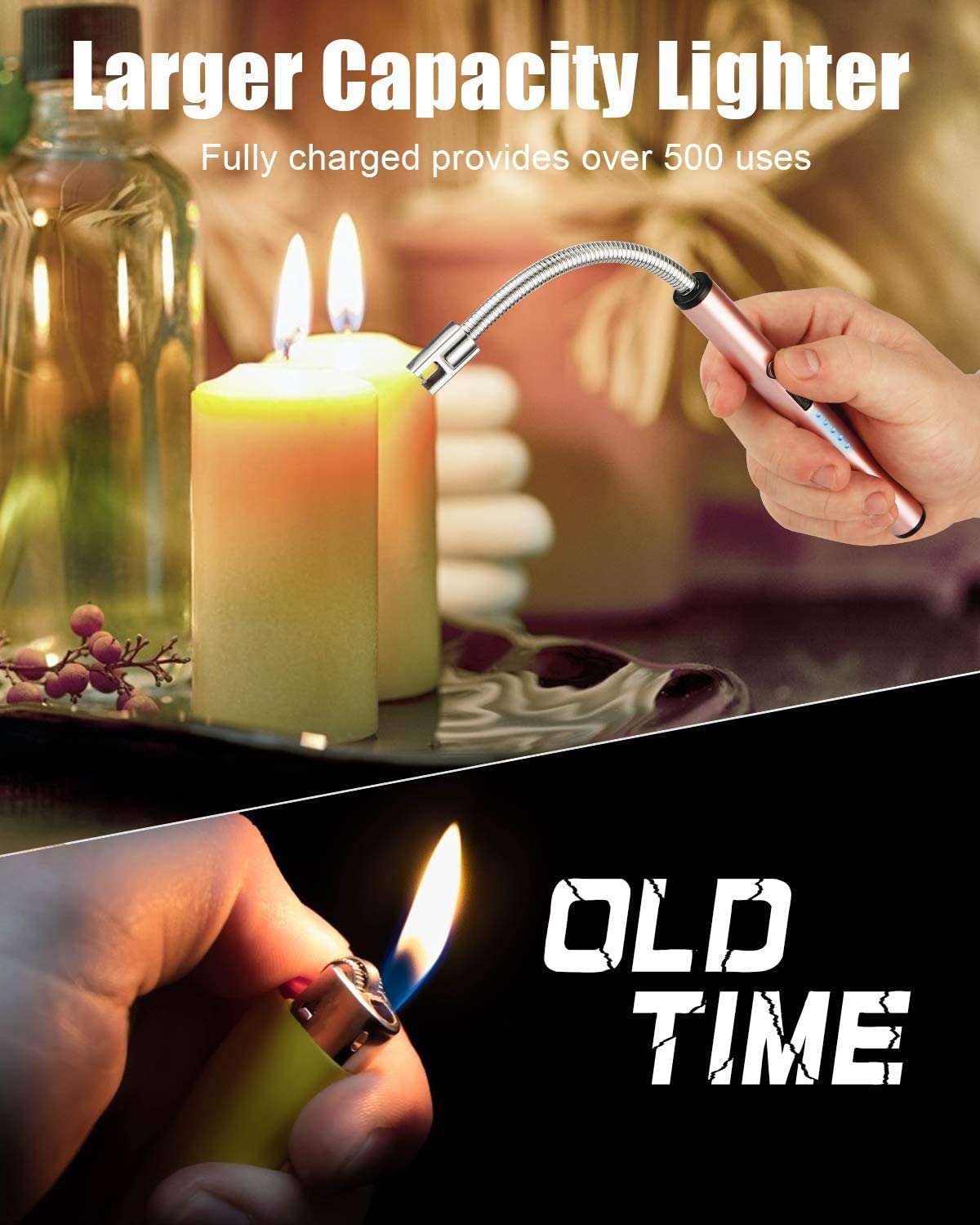 Blaziken Rechargeable USB Arc Lighter with LED Battery Display - Flexible Neck Electric Lighter for Candles, Gas Stoves, Camping & BBQ - Perfect for Home, Kitchen, Outdoor Adventures & Emergency Use