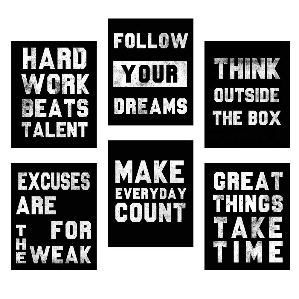Homanga Motivational Wall Art Posters - Set of 6 Inspirational Quote Canvas Prints (8x10 Inch) for Office, Living Room, Classroom & College Decor | Positive Home & Work Space Decorations | Perfect for Teens, Students & Professionals