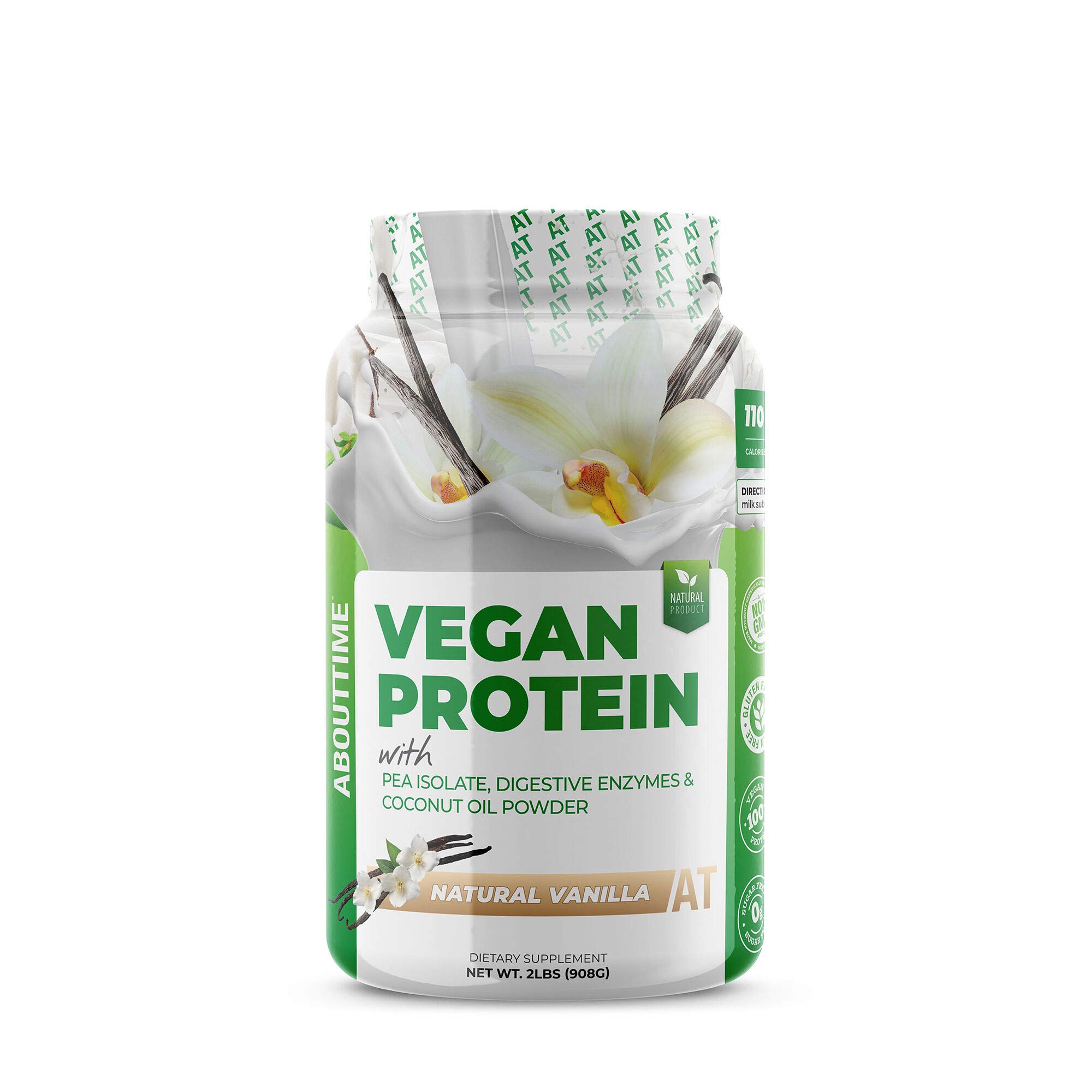 SDC Nutrition About Time Vegan Protein Powder - Vanilla Flavor, 2lb Plant-Based Protein Supplement for Muscle Recovery & Weight Management | Perfect for Post-Workout Shakes, Smoothies & Healthy Breakfasts