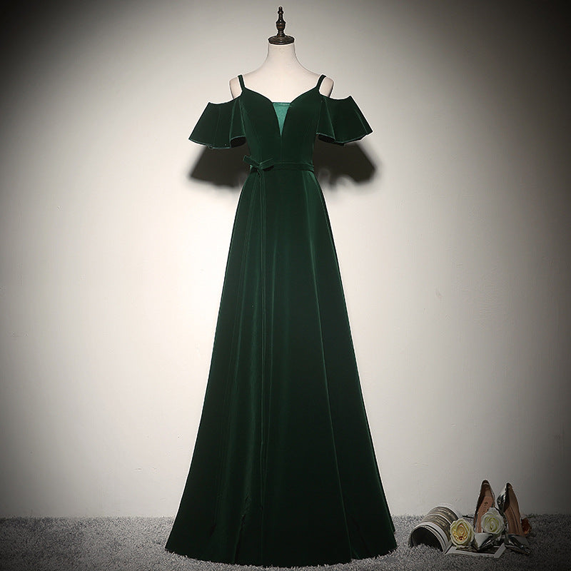 Elegant Dark Green Velvet Long Prom Dress - A-Line Evening Gown for Formal Events | Perfect for Homecoming, Weddings & Black Tie Parties