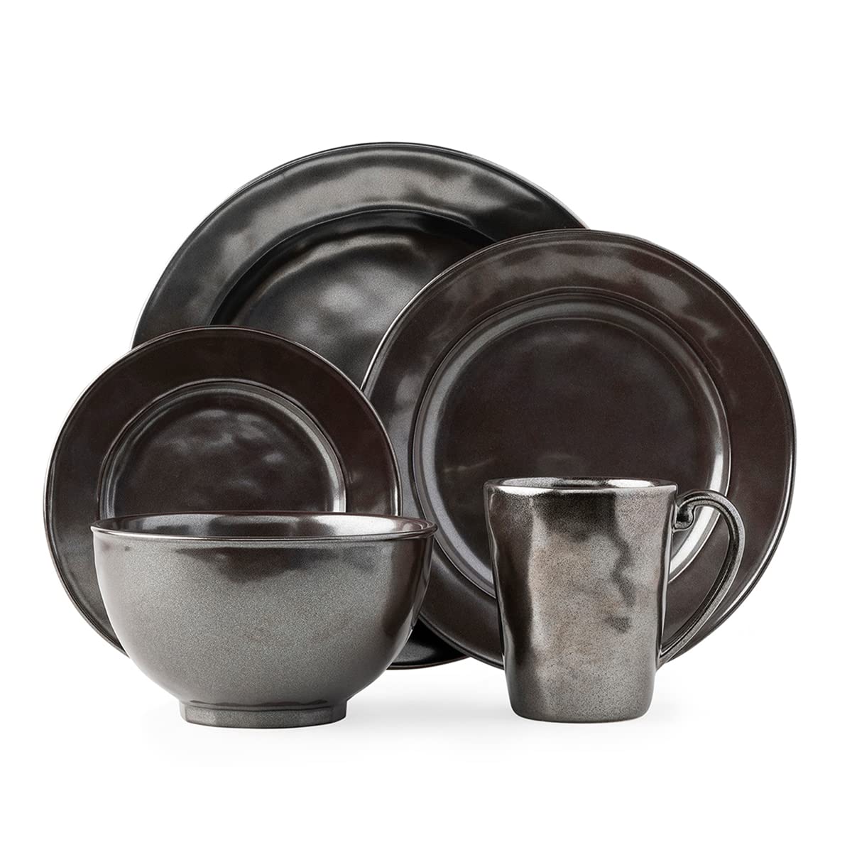 Juliska Pewter Stoneware 5-Piece Dinnerware Set - Elegant Table Setting for Fine Dining & Entertaining