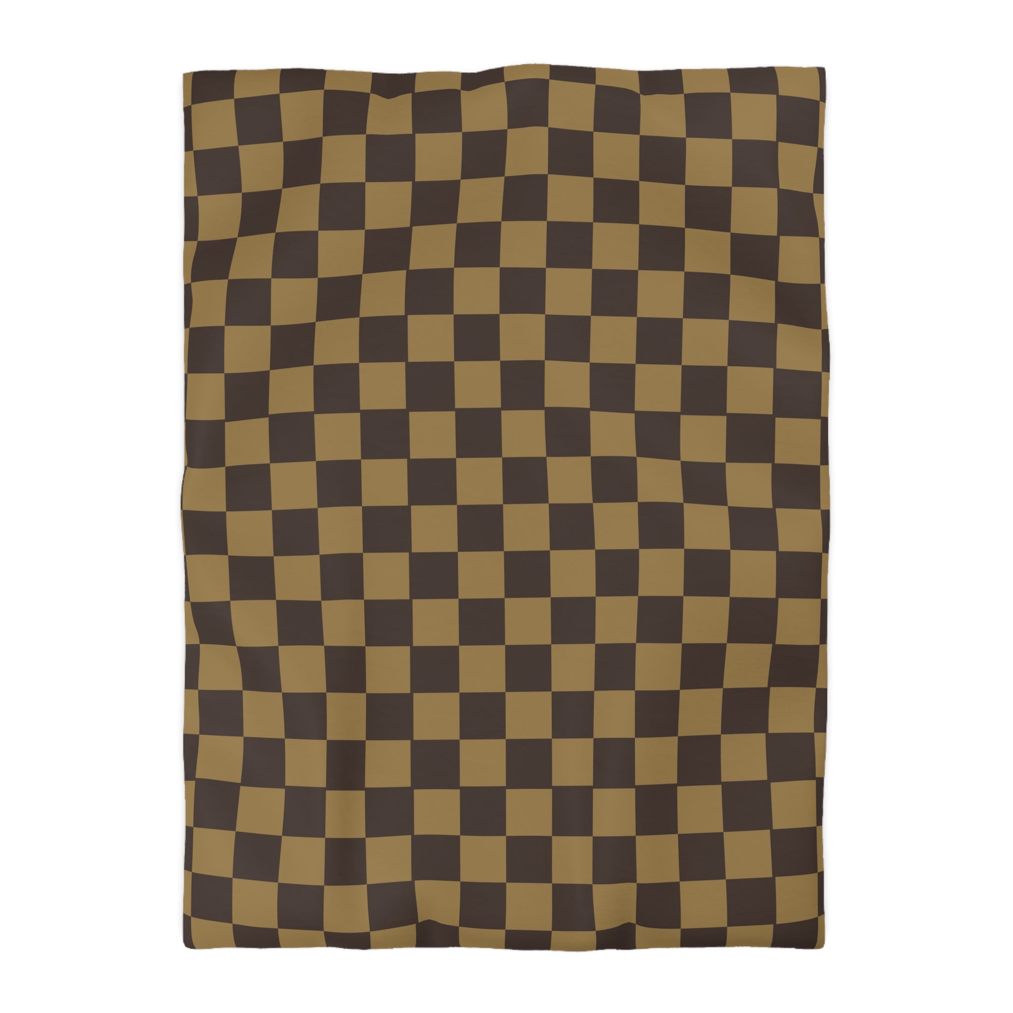 LV-Inspired Checkered Brown Microfiber Duvet Cover Set - Queen, King, Full, Twin Size - Soft Luxury Bedding for Modern Bedroom Decor