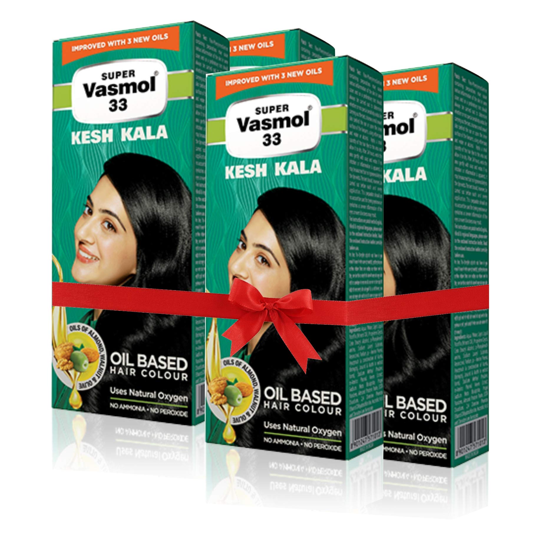Super Vasmol 33 Kesh Kala Hair Oil 100ml (Pack of 4) - Natural Black Hair Dye & Growth Treatment for Men & Women - Perfect for Gray Coverage, Hair Regrowth & Scalp Care at Home