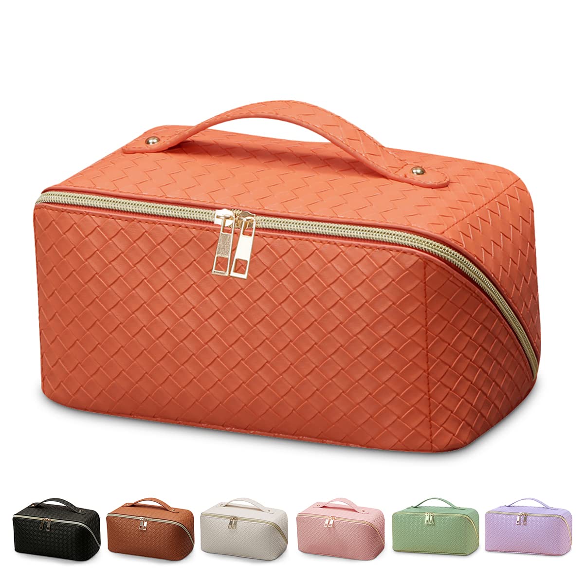 PEARLOVE Large Travel Makeup Bag for Women - Waterproof PU Leather Cosmetic Organizer for Skincare & Toiletries | Perfect for Vacation & Daily Use