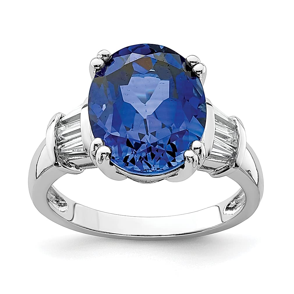 925 Sterling Silver Blue Sapphire Cubic Zirconia Ring - September Birthstone Jewelry for Women | Elegant Gift for Her, Anniversary, Wedding, Birthday & Special Occasions