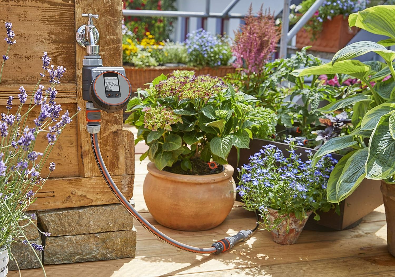 GARDENA 1890 Flex Hose Faucet with Connector & Water Timer - Durable Garden Hose System for Lawn, Yard, and Outdoor Watering