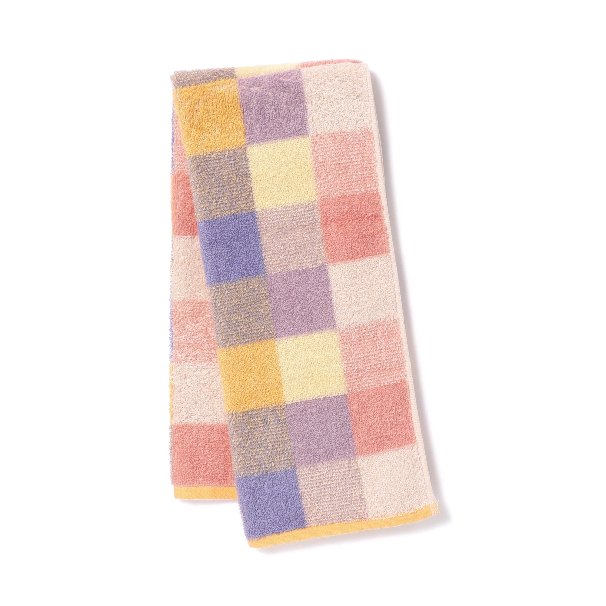 Antibacterial & Deodorant Check Pattern Face Towel - Soft Yellow for Gym, Travel & Daily Skincare Routine