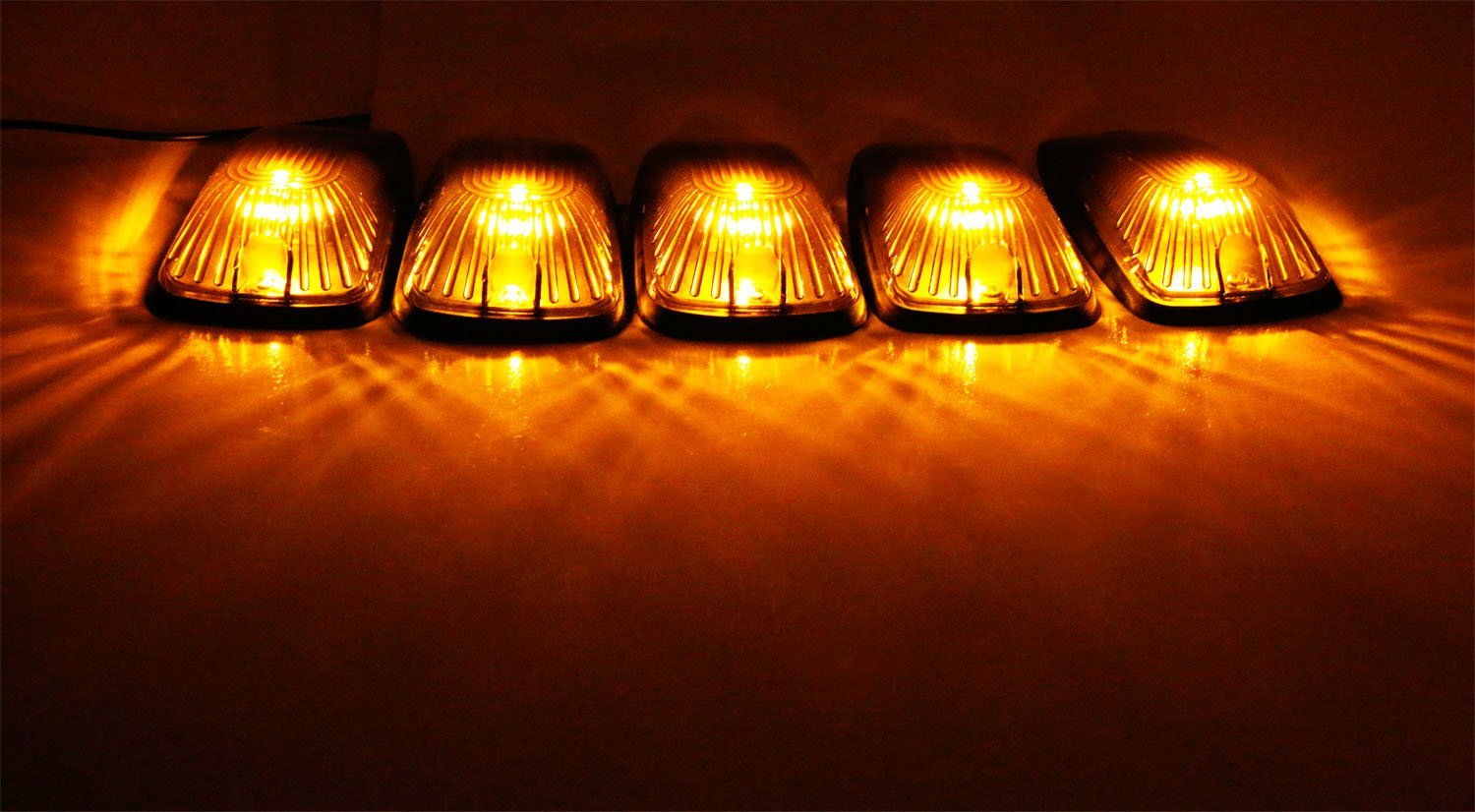 5 Pack Smoked Lens Cab Roof Marker Running Lamps with Amber LED Lights for Truck & 4x4 - Durable Off-Road Lighting for Night Driving & Enhanced Visibility