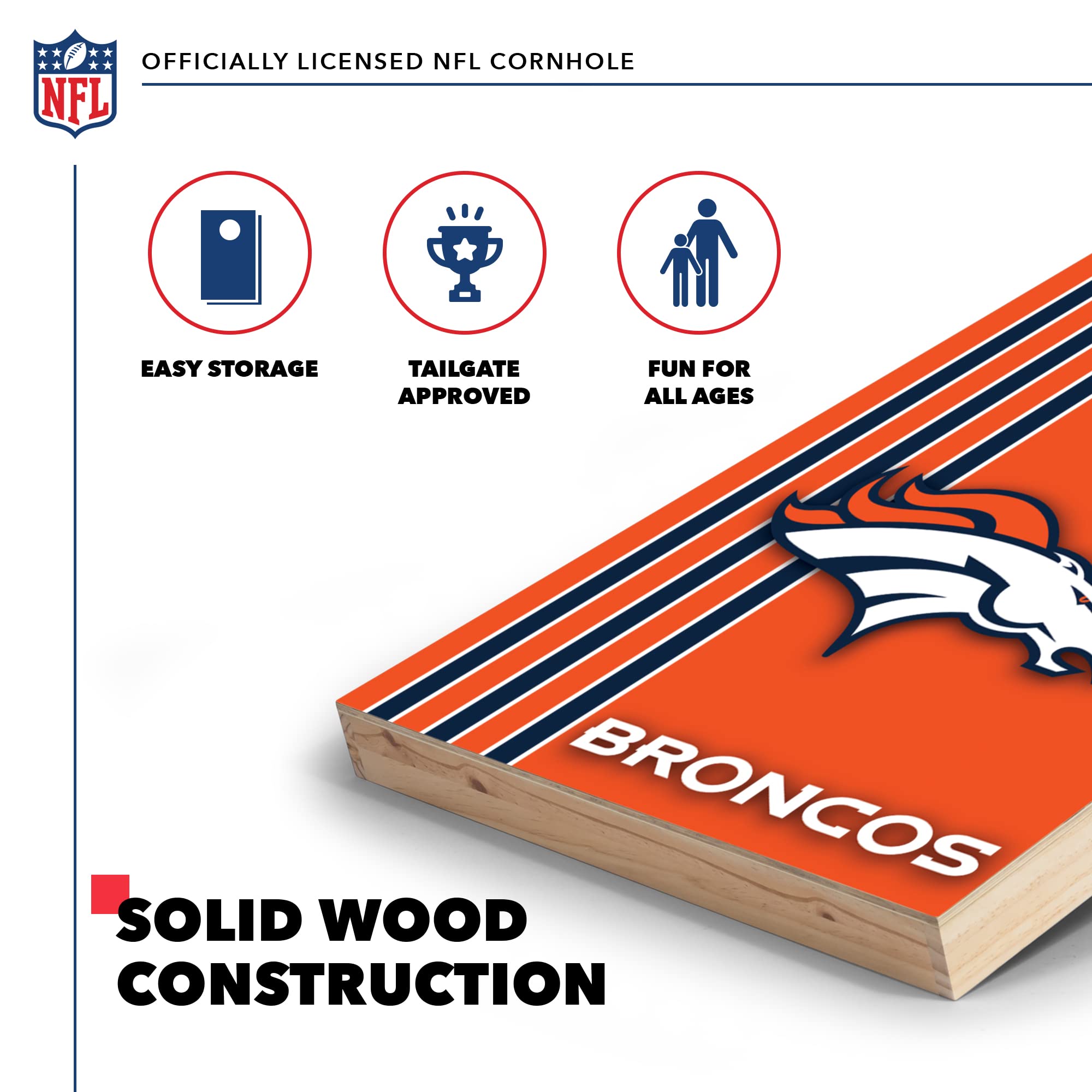 Buffalo Bills NFL Cornhole Set - 2' x 3' Solid Wood Bean Bag Toss Game with HD Team Graphics | Perfect for Tailgating, Backyard Parties & Football Gifts | Outdoor Family Game for Adults & Kids