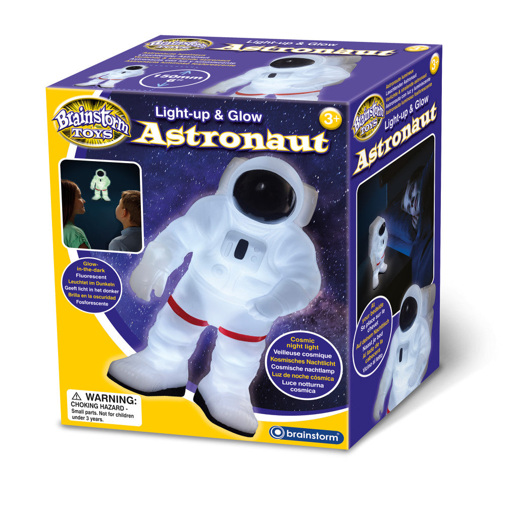 Brainstorm Toys Space Explorer Light Up Astronaut Toy - Glow in The Dark Space Adventure for Kids - Perfect for Bedtime Play & Room Decor