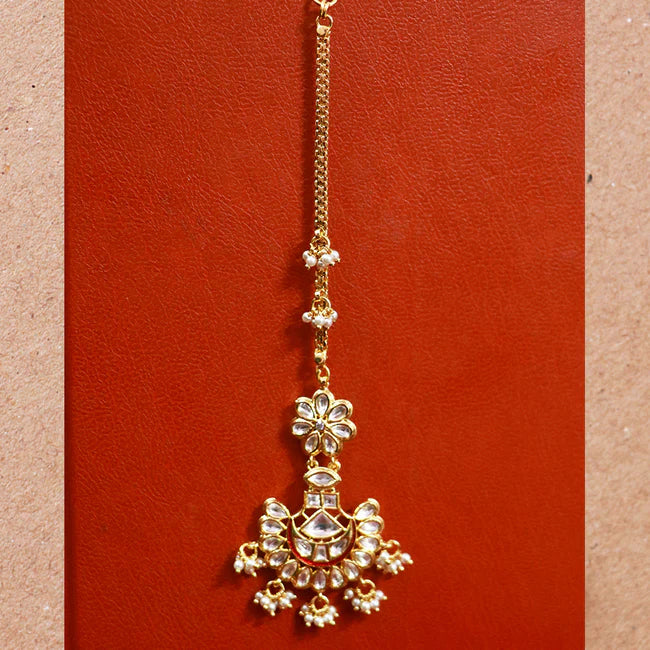 Luxury Gold Plated Royal Kundan Maang Tikka Headpiece (D53) - Perfect for Weddings, Parties & Indian Traditional Events