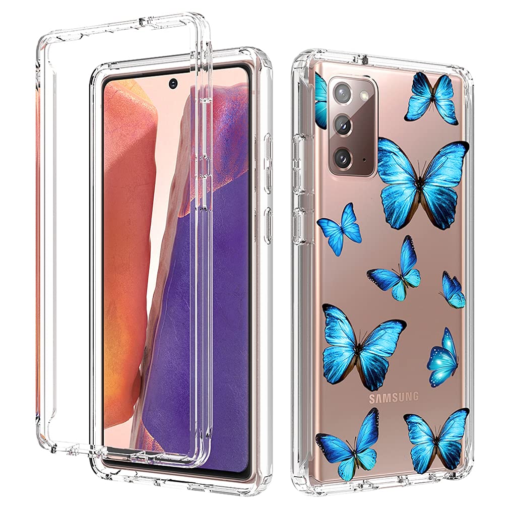Samsung Galaxy Note 20 5G Case for Women - Shockproof Clear Floral TPU Slim Protective Phone Cover with Full Body Protection (Butterfly Design) | Perfect for Everyday Use, Work & Travel