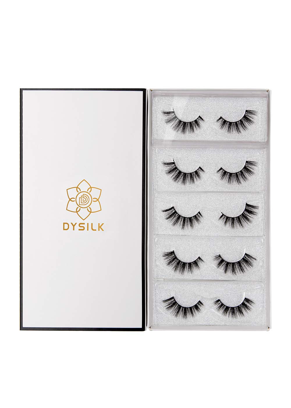 DYSILK 5 Pairs 6D Wispy Mink False Eyelashes - Natural Look Reusable Eyelash Extensions Kit (002-16mm) for Everyday Wear, Parties & Special Occasions