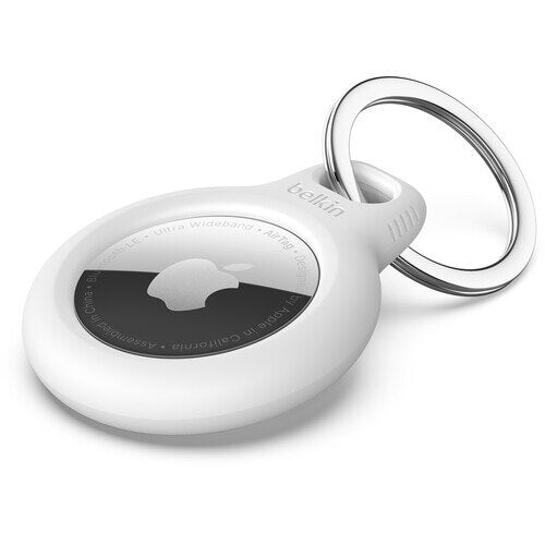 Belkin AirTag Security Keychain Holder - White | Secure & Track Your Keys, Bags & Valuables | Perfect for Travel, Office & Everyday Use