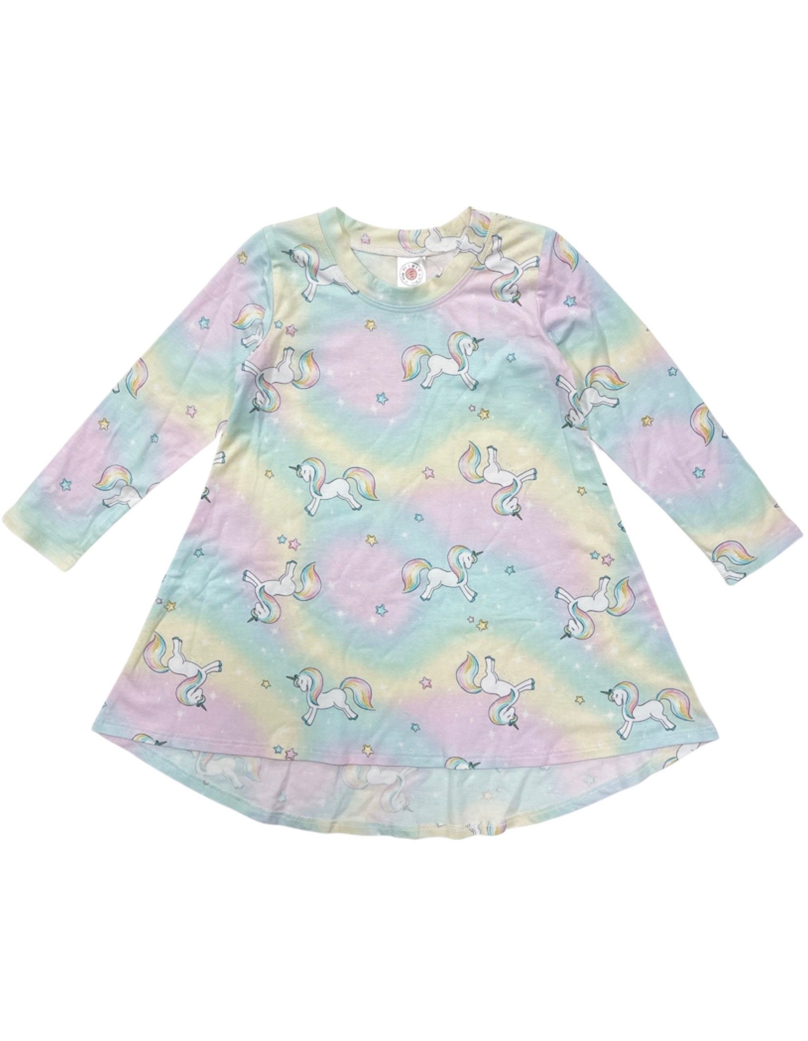 Magical Unicorn Print Long Sleeve Dress for Girls - Cute Kids Party Outfit & Holiday Photo Shoot Costume - Perfect for Birthday Celebrations, Halloween, and Christmas Events