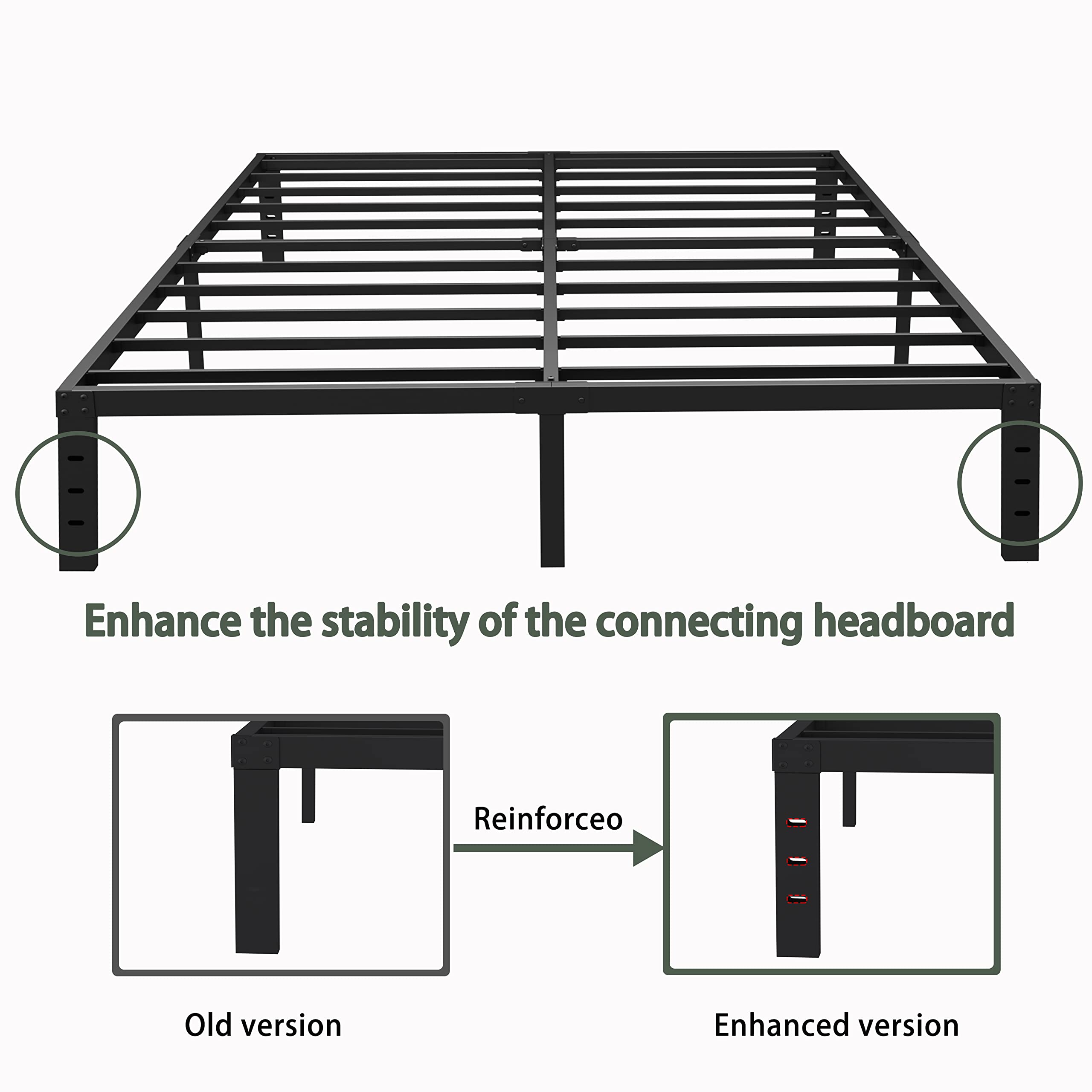 14 Inch Queen Bed Frame Metal - Heavy Duty Platform Bed Frame Queen Size, No Box Spring Needed, Easy Assembly, Noise Free - Perfect for Bedroom, Guest Room, Dorm, Apartment