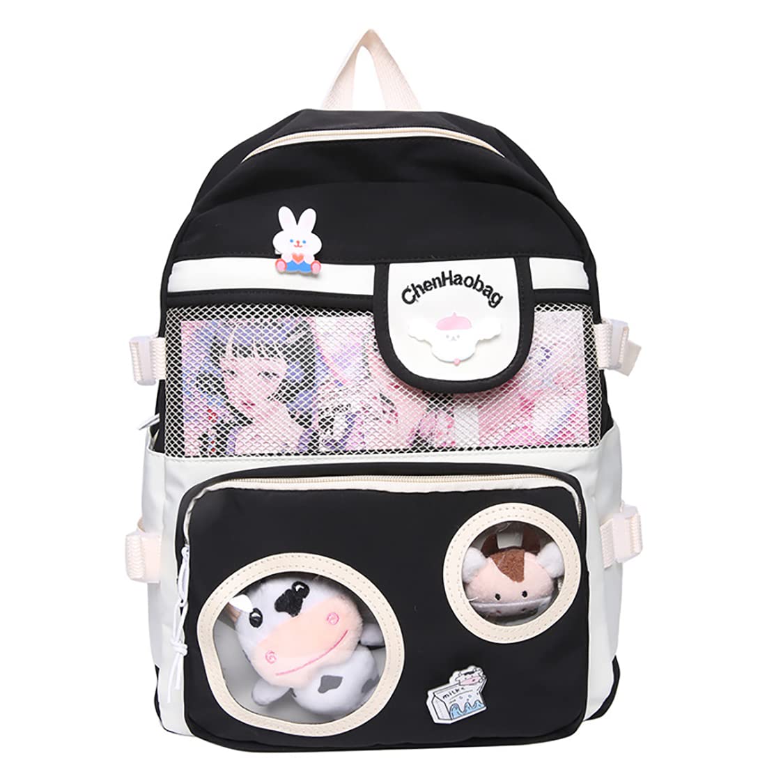 Cute Aesthetic Backpack for Women & Girls - Large Capacity Kawaii School Backpack with Pins & Accessories | Perfect for College, Travel & Everyday Use