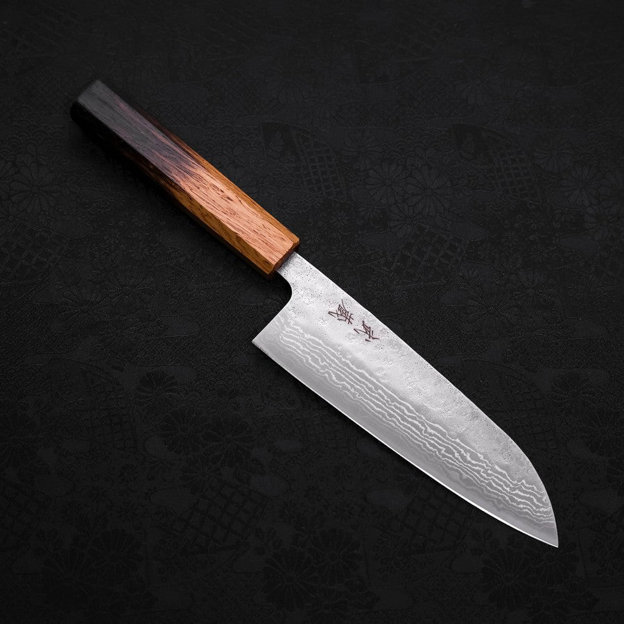 Premium 440C Santoku Knife with Nashiji Damascus Blade & Yaki Urushi Handle - 165mm Japanese Chef Knife for Slicing, Dicing, and Mincing - Perfect for Home Cooks and Professional Chefs