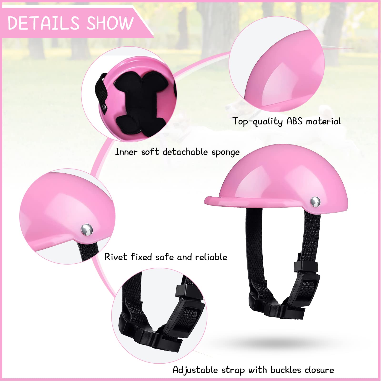 GUGELIVES Pet Dog Helmet - Small Pink Doggie Hardhat for Chihuahua & Small Breeds | Motorcycle, Bike & Outdoor Safety Gear | Sunproof & Rainproof Head Protection for Puppies | Perfect for Riding, Hiking & Outdoor Adventures
