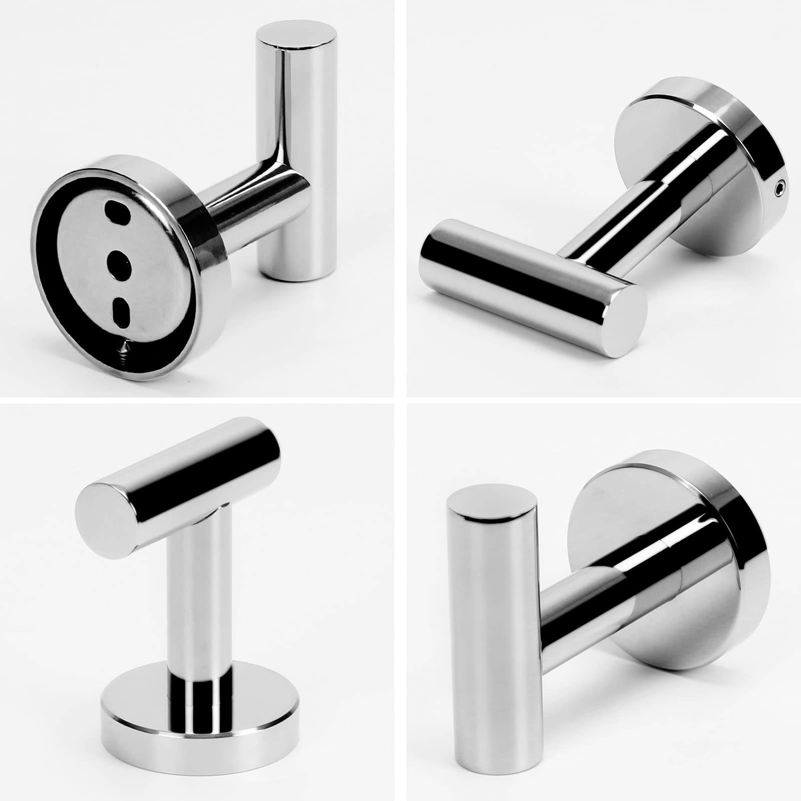 NearMoon 3-Piece Stainless Steel Bathroom Hardware Set - Chrome Wall Mounted Towel Ring & 2 Hooks for Hand Towels & Robes | Perfect for Bathroom, Spa & Guest Room Organization