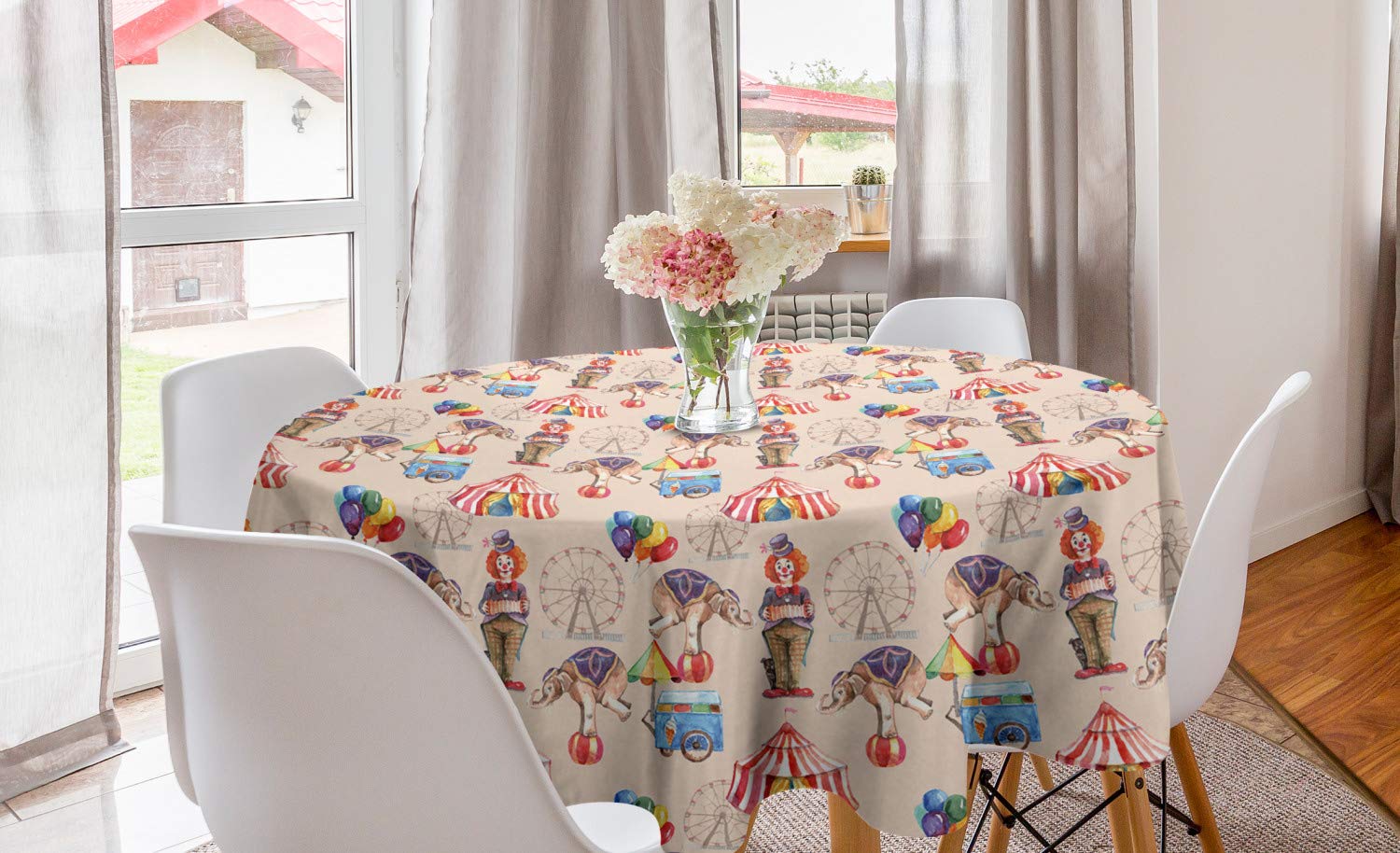 Ambesonne Ferris Wheel Round Tablecloth - 60