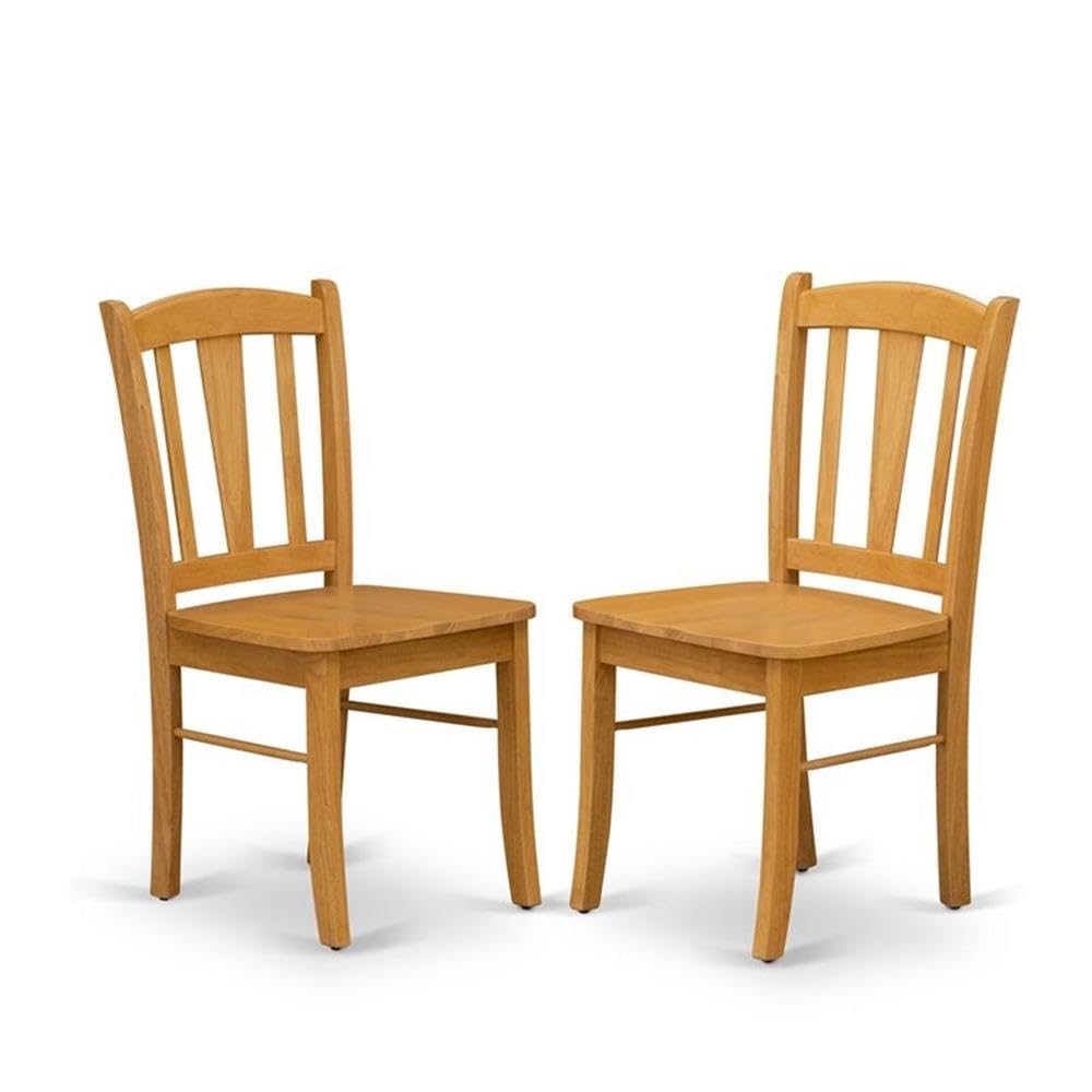 East West Furniture - 3-Piece Oak Dining Room Set with 2 Wooden Chairs & Drop-Leaf Round Table - Solid Wood Seats & Slatted Backs - Perfect for Small Spaces, Breakfast Nooks & Cozy Apartments