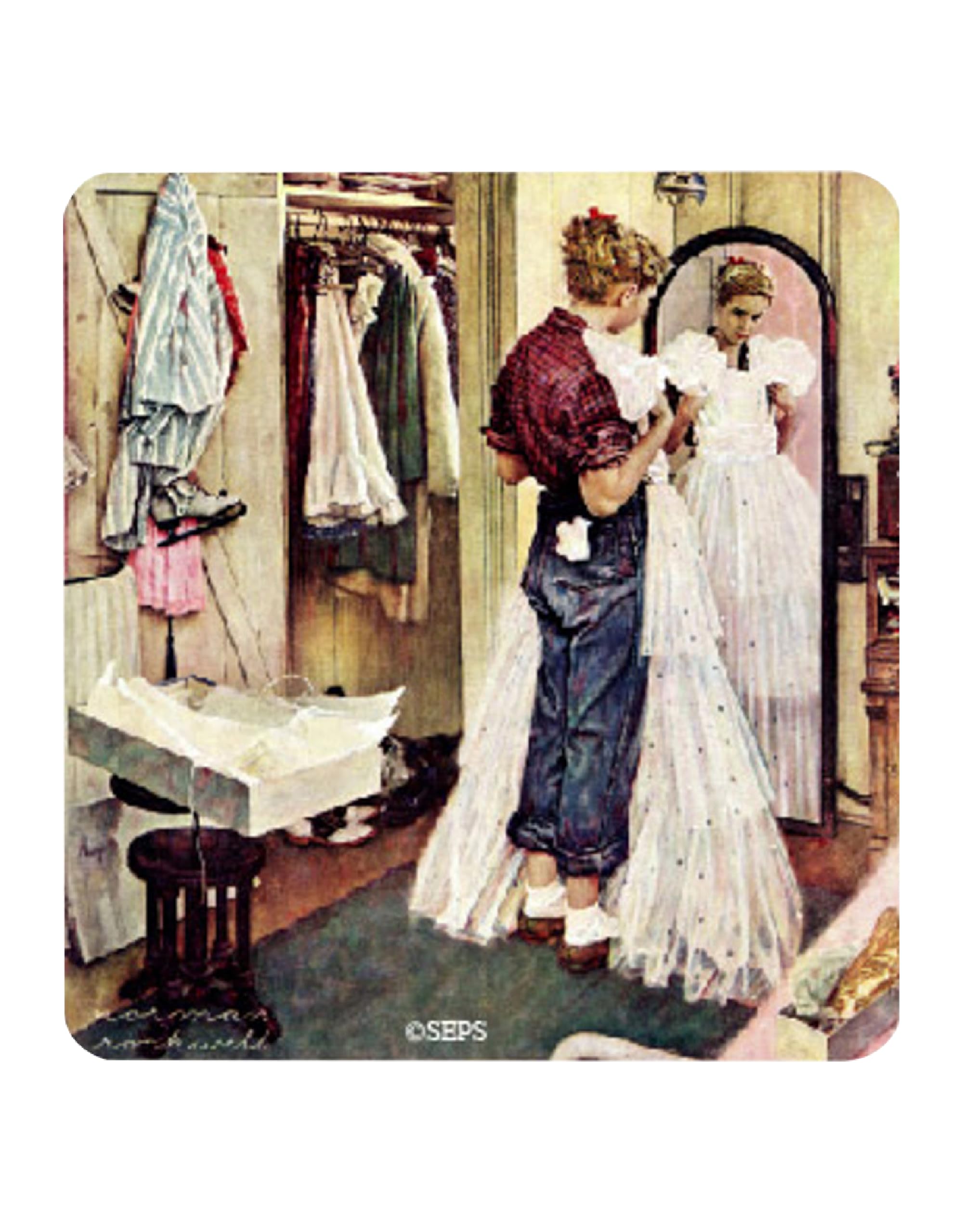 ARCANE VAULT - Vintage Wedding Dress Wooden Refrigerator Magnet, Laser-Cut Birch with UV Coating, 2