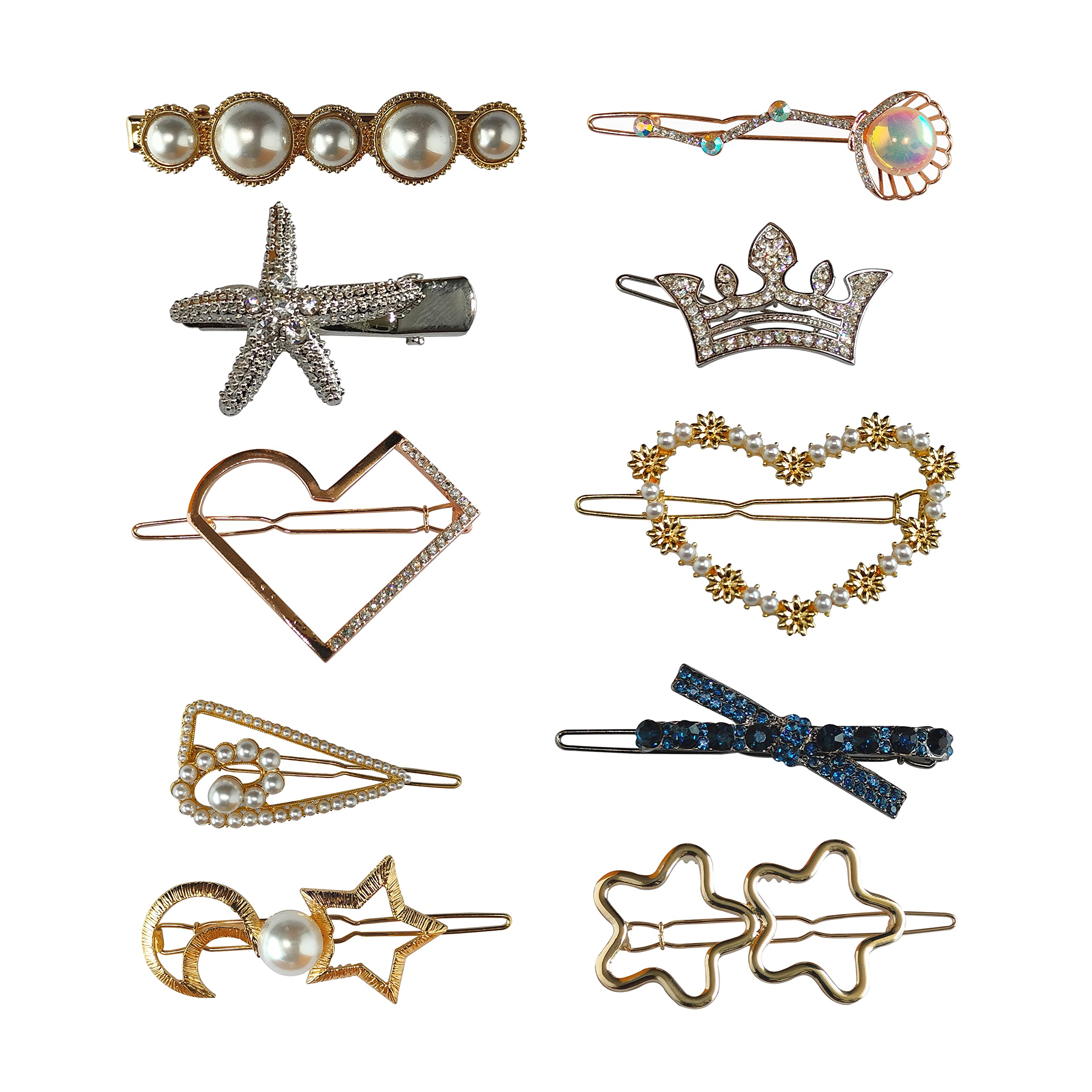 Korean Style Pearl Barrettes Hair Clips - Elegant Hair Accessories for Women & Girls (10-Pack) - Perfect for Weddings, Parties & Everyday Wear