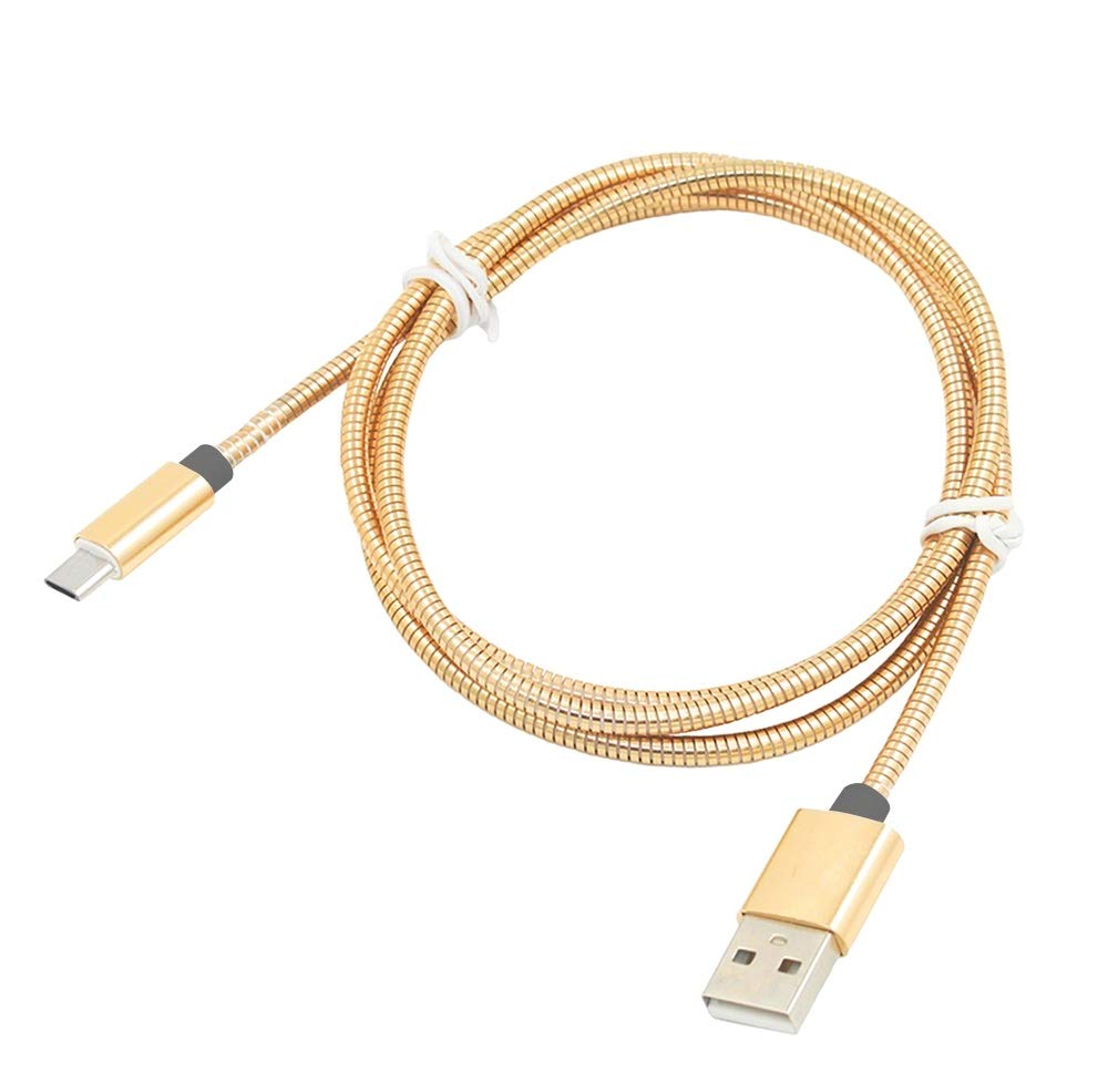 Fast Charging USB to Type-C & Lightning Cable (Gold) 3.3ft - Compatible with iPhone, iPad & Android Devices for Home, Office & Travel Charging