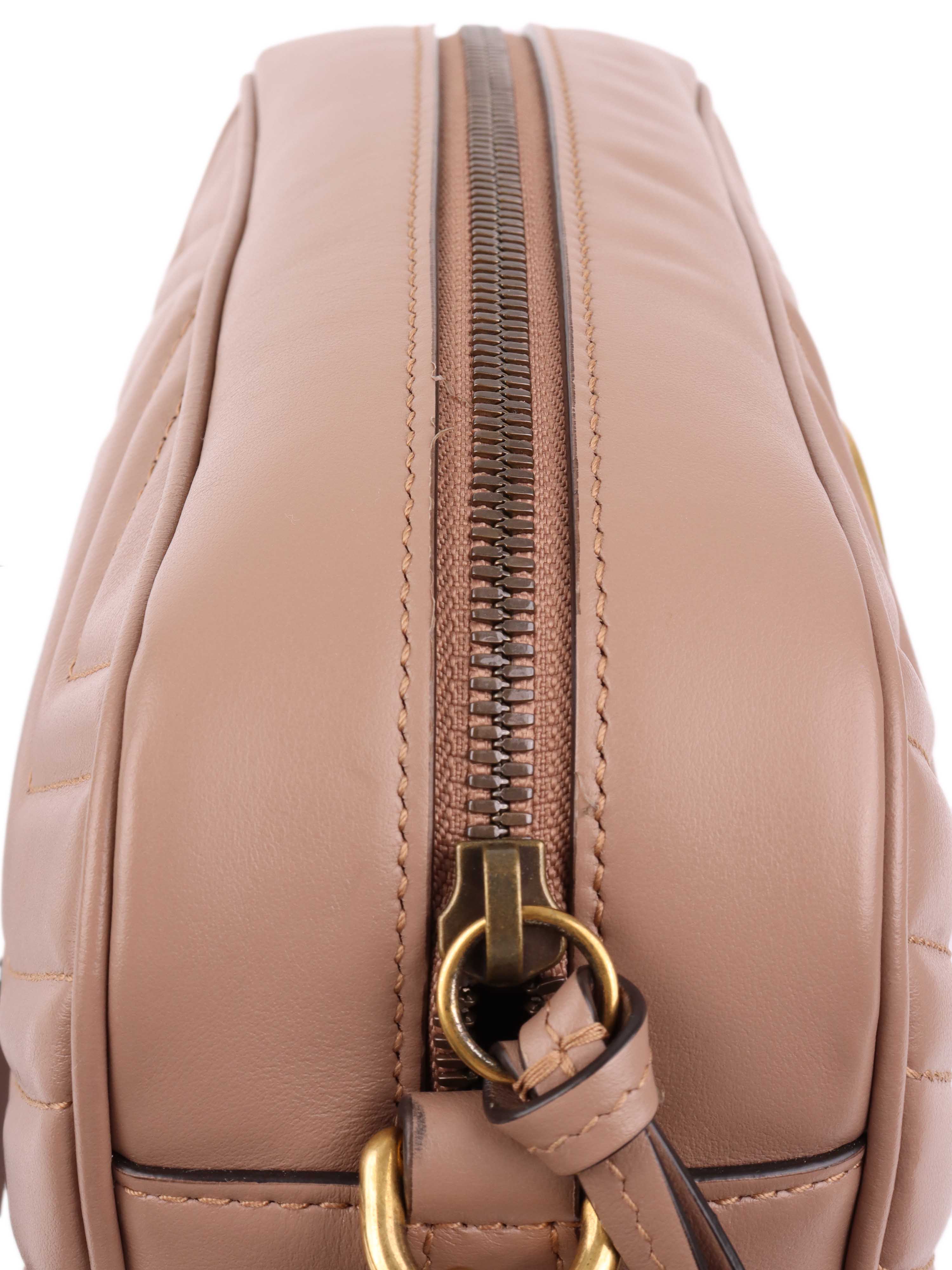 Gucci Small Beige Marmont Shoulder Bag for Women - Genuine Leather Crossbody Purse with Gold Chain, Perfect for Date Night & Evening Events