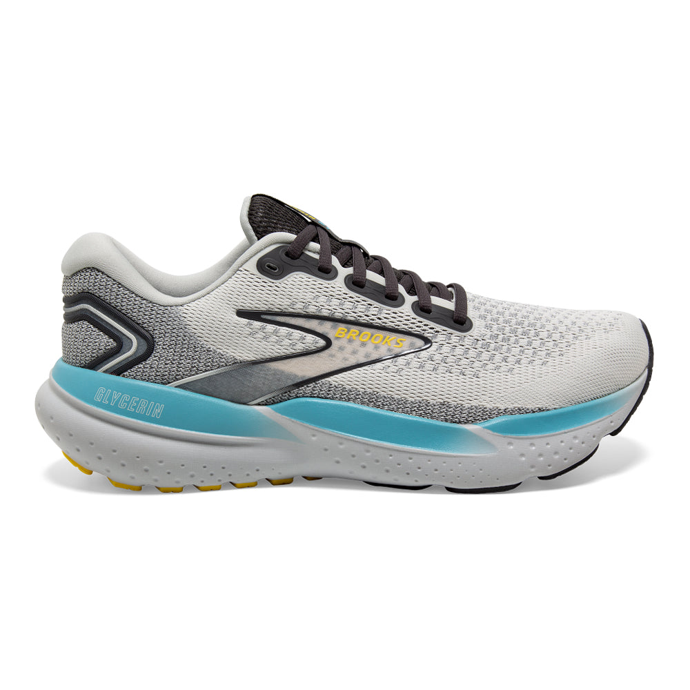 Brooks Glycerin 21 Men's Running Shoes - Coconut/Forged Iron/Yellow - Size 8 D Medium - Cushioned Road Running & Training Shoes for Comfort & Support