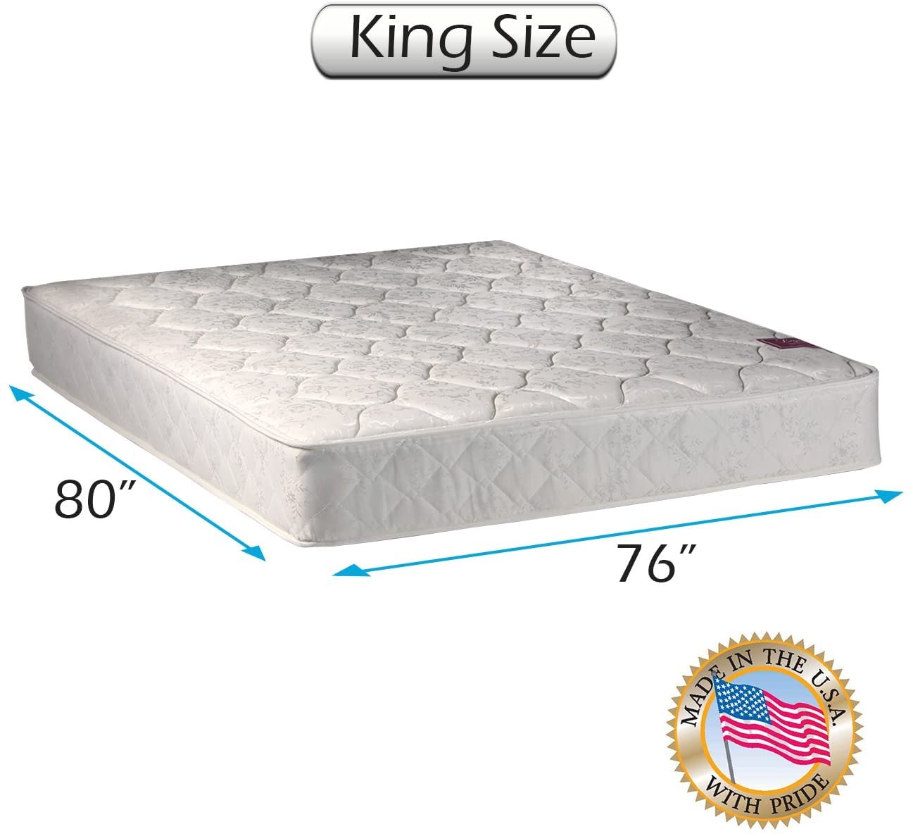 DS Solutions USA Legacy Twin Size Mattress - One-Sided Non-Flip Design with Mattress Cover Protector, Fully Assembled & Orthopedic Support for Back Pain Relief | Perfect for Guest Rooms, Dorms & Small Spaces