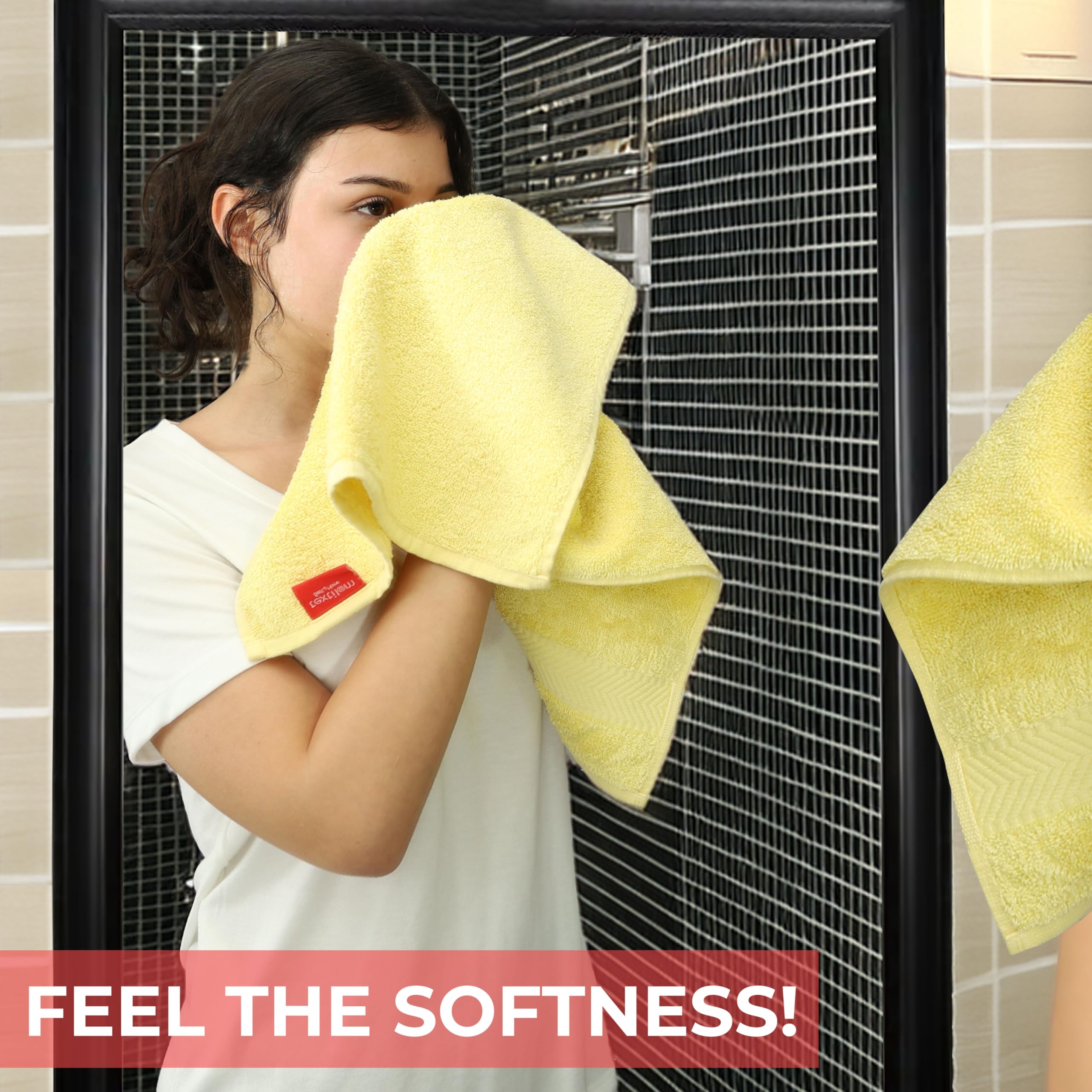 Premium 6-Piece Turkish Cotton Bath Towel Set - 100% Organic Cotton, Ultra Soft & Highly Absorbent (2 Bath Towels, 2 Hand Towels, 2 Washcloths) - Luxury Bathroom Towels for Spa, Hotel, Home & Gifts - Yellow
