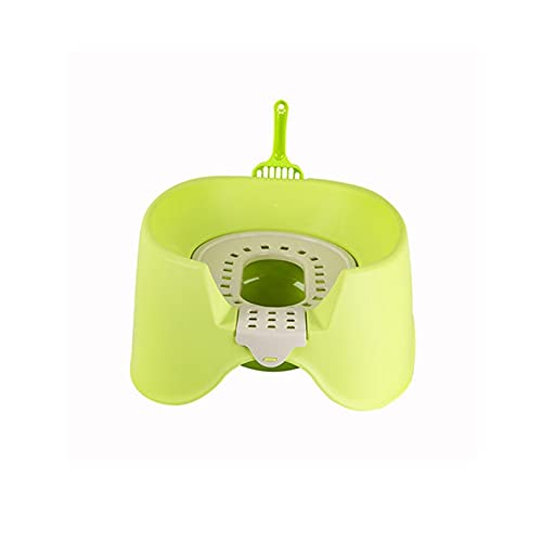Large Splash-Proof Semi-Enclosed Cat Litter Box with Odor Control - Green Cat Toilet for Kittens & Adult Cats | Perfect for Home, Apartment & Pet-Friendly Spaces