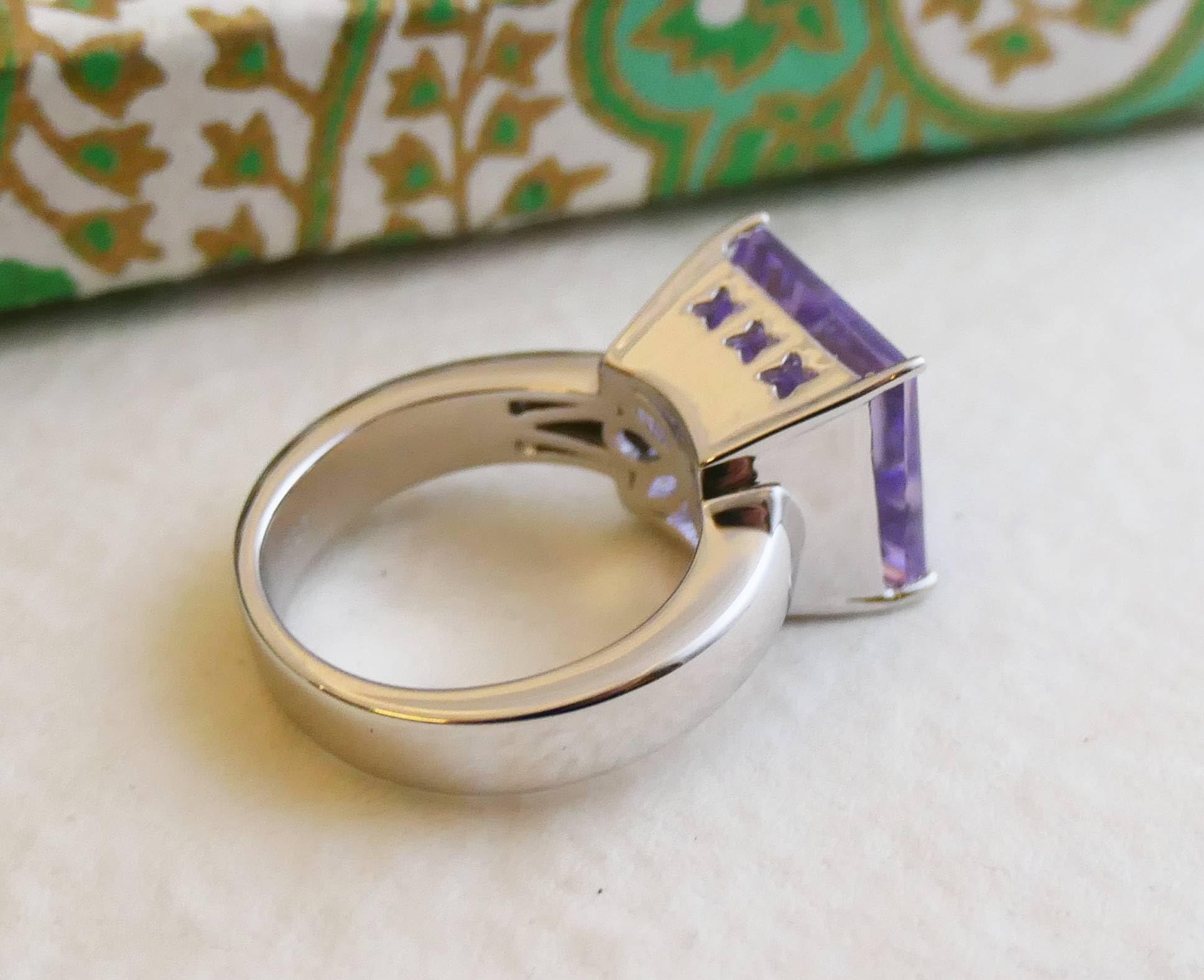 Natural Amethyst Princess Cut Sterling Silver Ring - February Birthstone Jewelry for Women - Handmade Gemstone Gift for Birthday, Christmas & Special Occasions - Perfect for Everyday Wear & Elegant Events (Size 8)