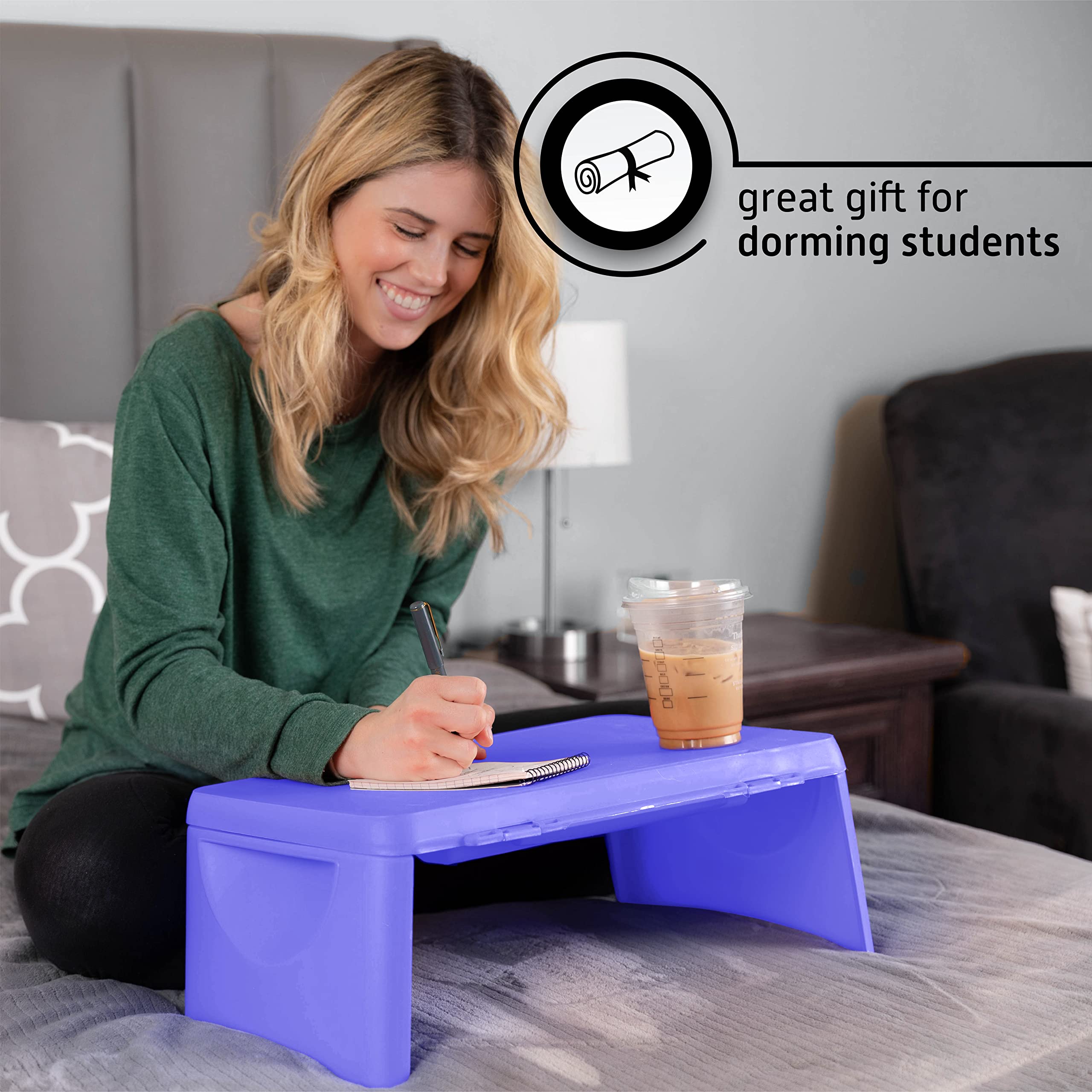 Foldable Lap Desk with Storage & Dividers - Portable Laptop Tray for Bed, Sofa & Breakfast - Lightweight Study Table for Kids & Adults - Perfect for Home, Office & Travel (Purple)