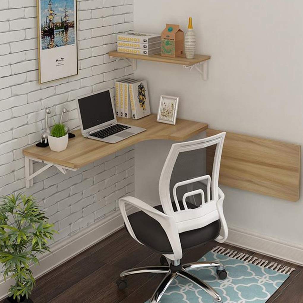 Foldable Wall-Mounted Corner Computer Desk with Double Support - Space Saving Study Table, Kitchen Workstation & Home Office Desk for Small Spaces