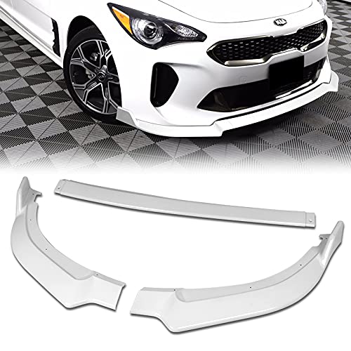3PCS Front Bumper Splitter Spoiler Lip for 2018-2023 Kia Stinger GT-Line | CK-Style Air Dam Chin Diffuser | Painted White | Enhances Aerodynamics & Sporty Look for Street Racing & Car Shows