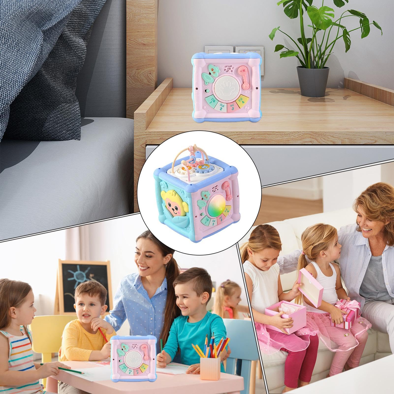 Piano Drum Toddler Toy with Bead Maze & Building Blocks - Cartoon Musical Instrument for 0-1 Year Olds - Perfect for Early Learning & Playtime at Home or Daycare