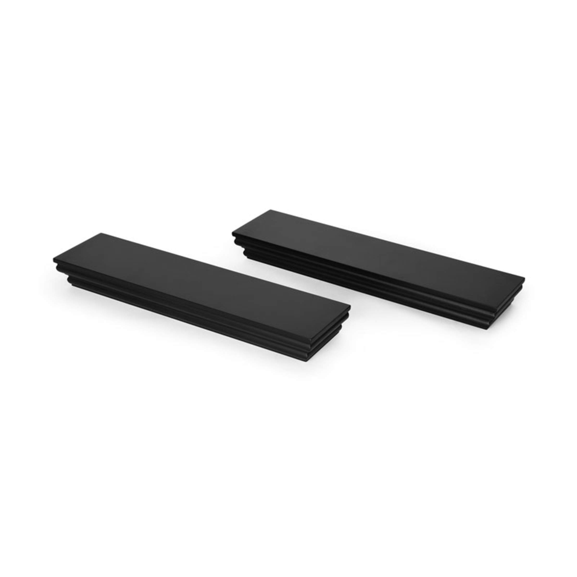 Melannco Floating Wall Mounted Molding Shelf Set of 2 - Black Wooden Display Shelves for Home Decor, Living Room, Bedroom, Bathroom & Office Organization